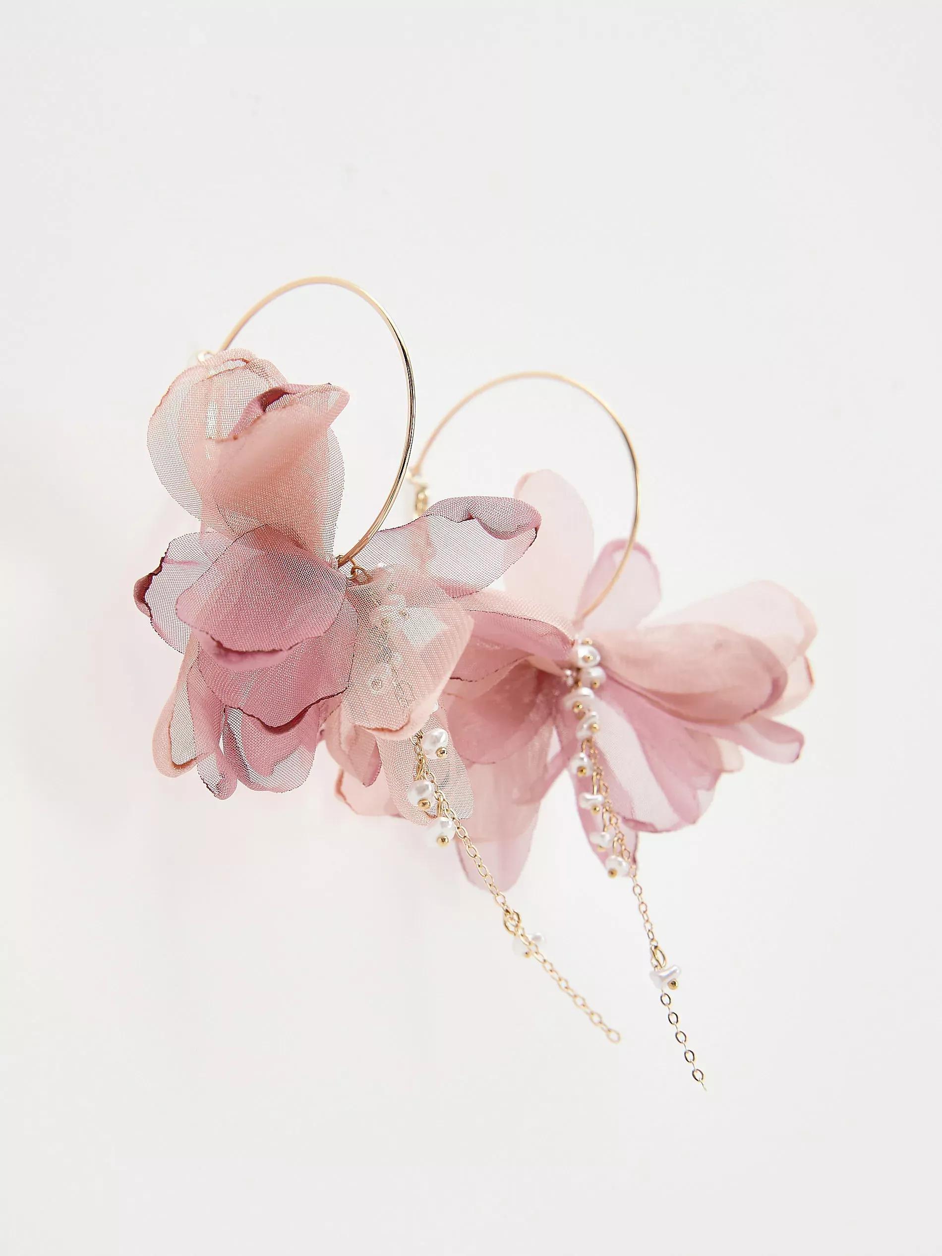 MULTICOLOR Hoop earrings with flower-shaped detail, Multicolor, large image number 2