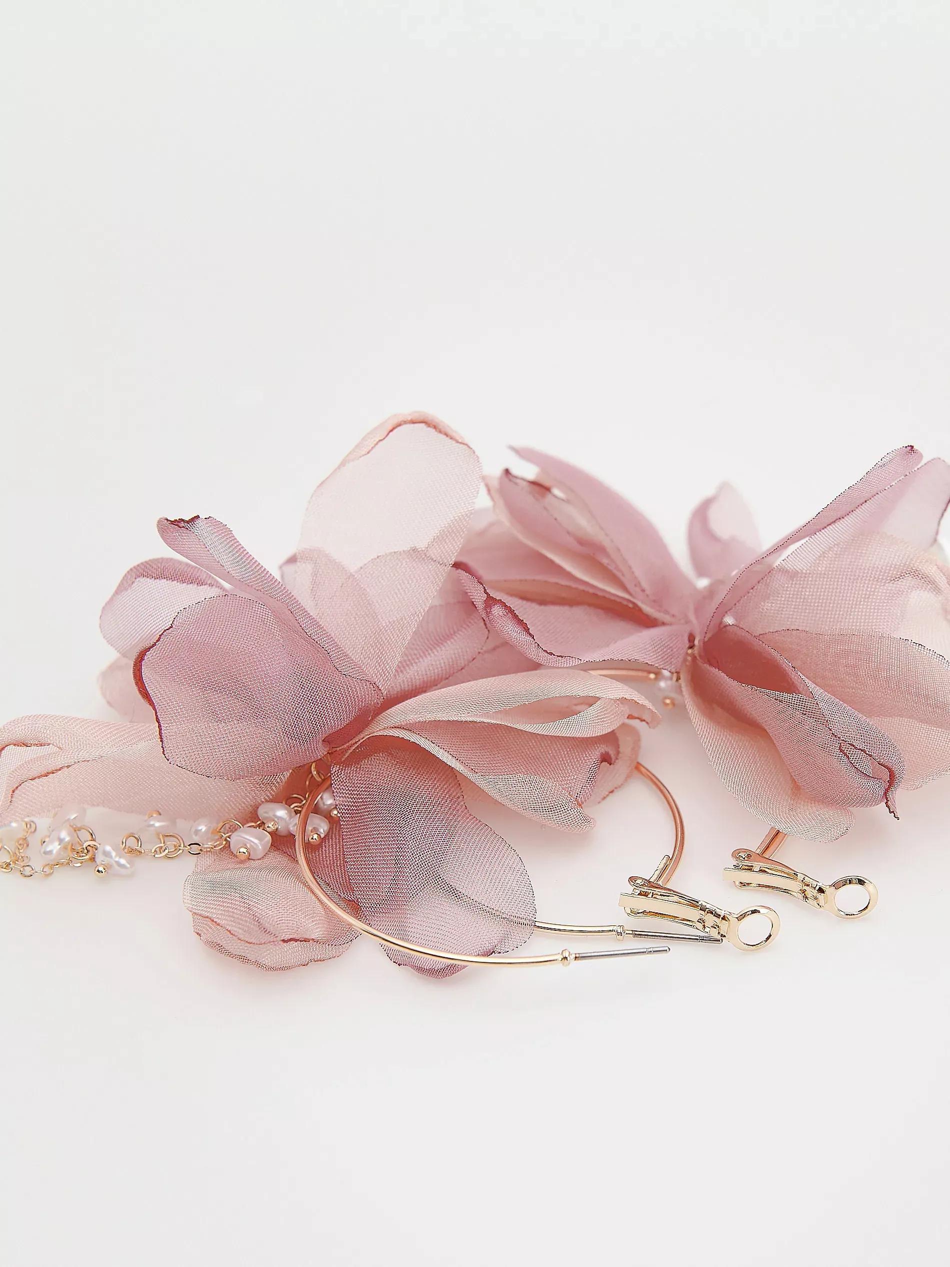 MULTICOLOR Hoop earrings with flower-shaped detail, Multicolor, large image number 4