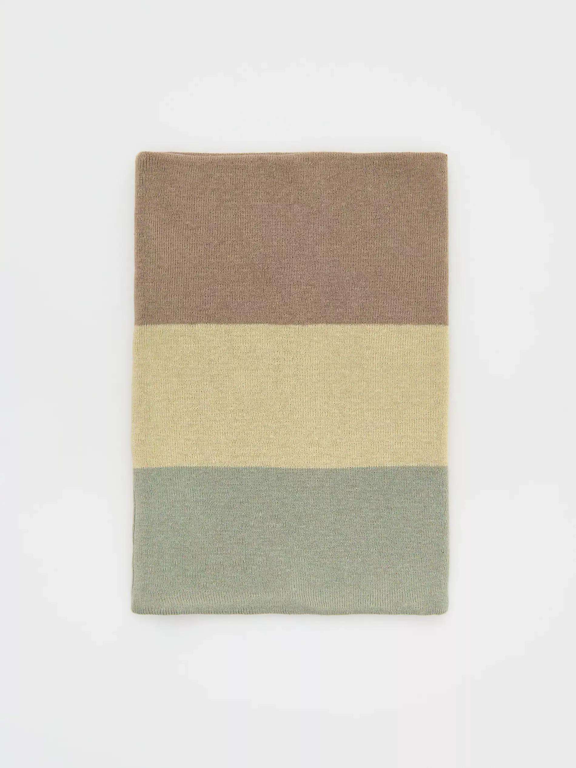 Green Striped Tube Scarf, Khaki, large image number 0