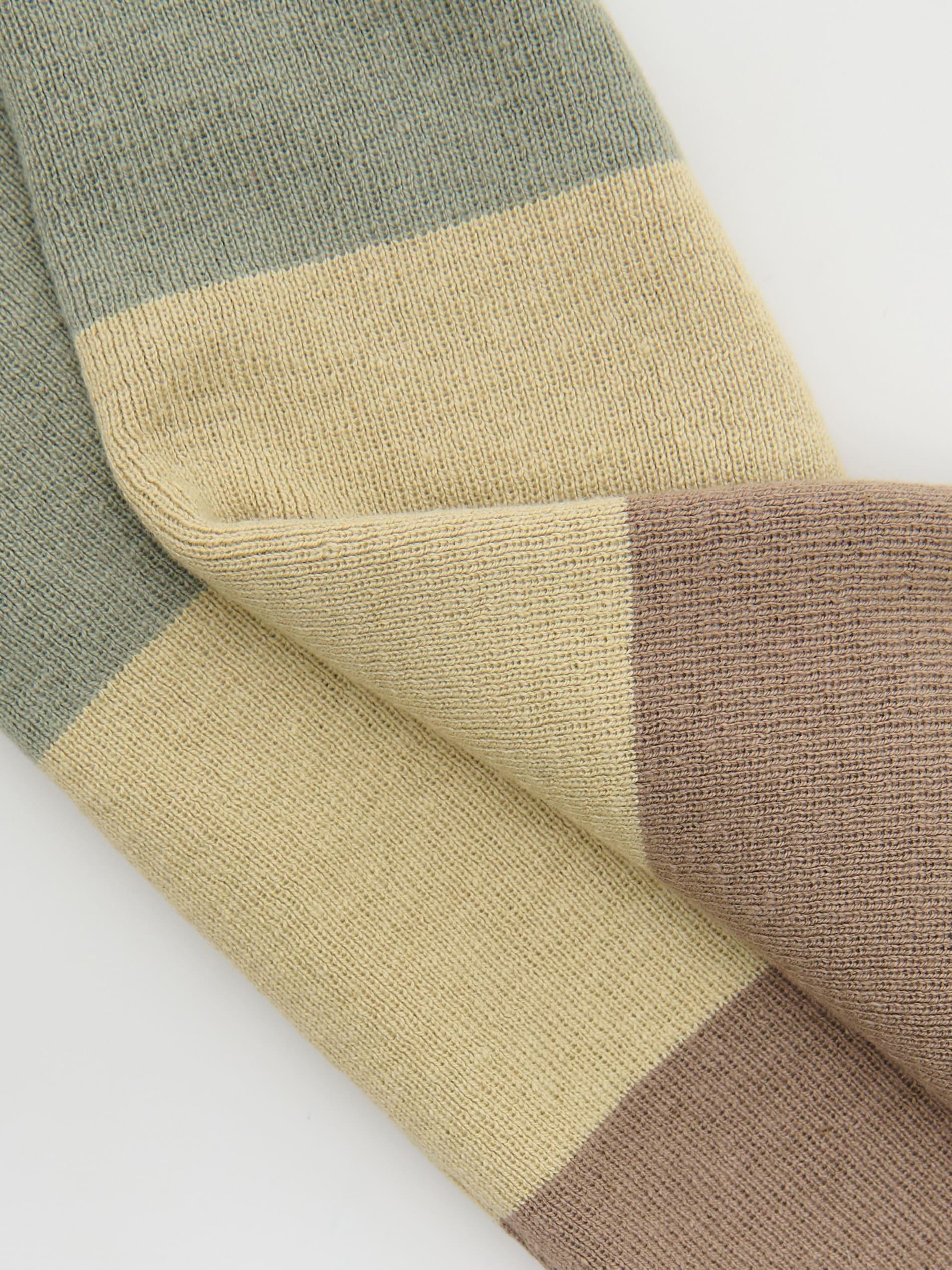 Green Striped Tube Scarf, Khaki, large image number 1