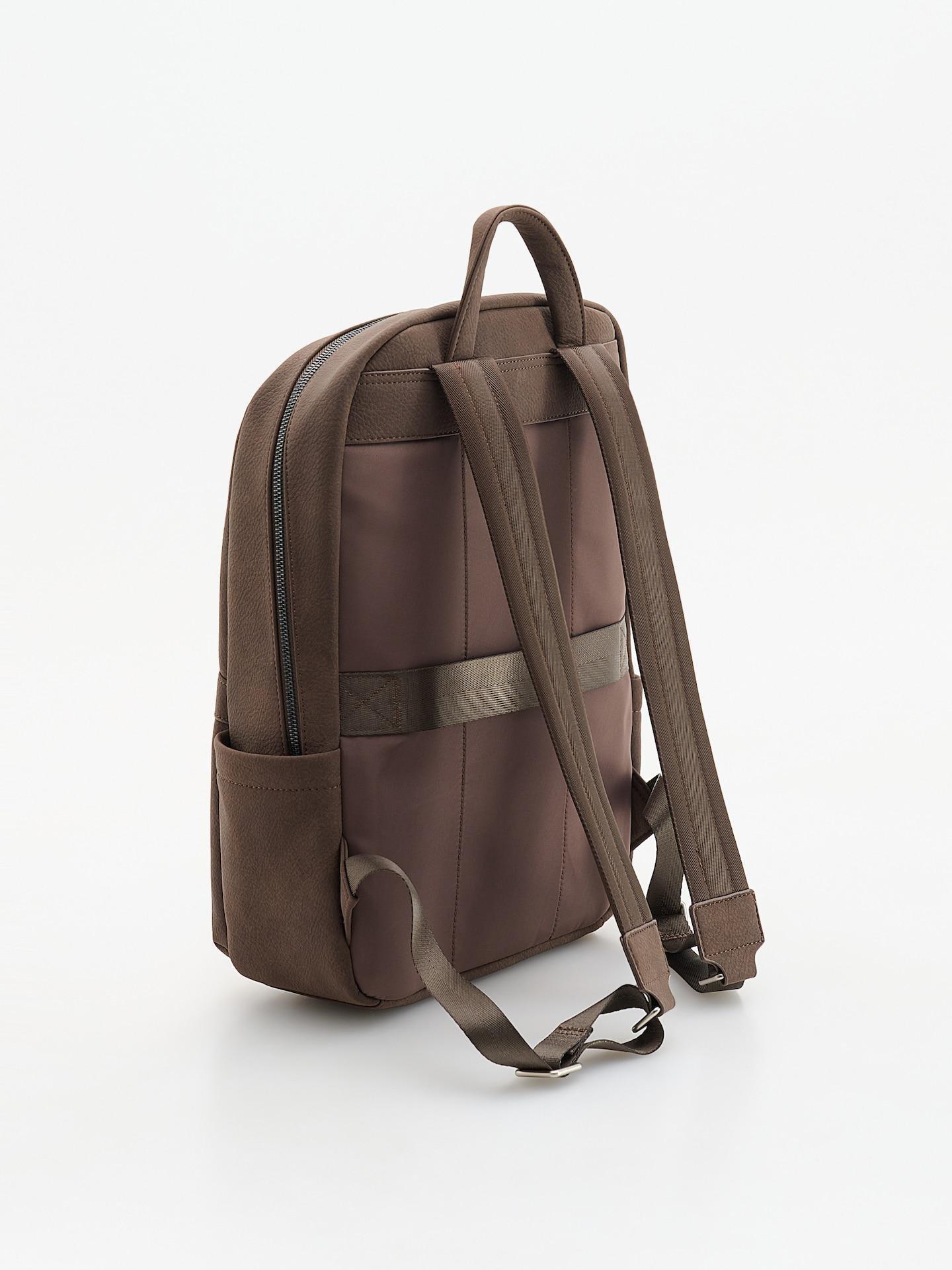Brown Spacious Backpack With Handle, Brown, medium
