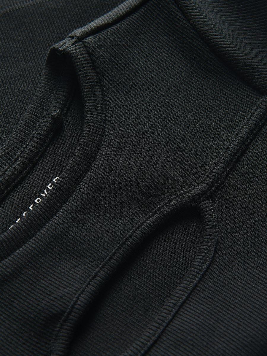 Black Striped Knit T-Shirt With Deep Back Neckline, , large image number 2