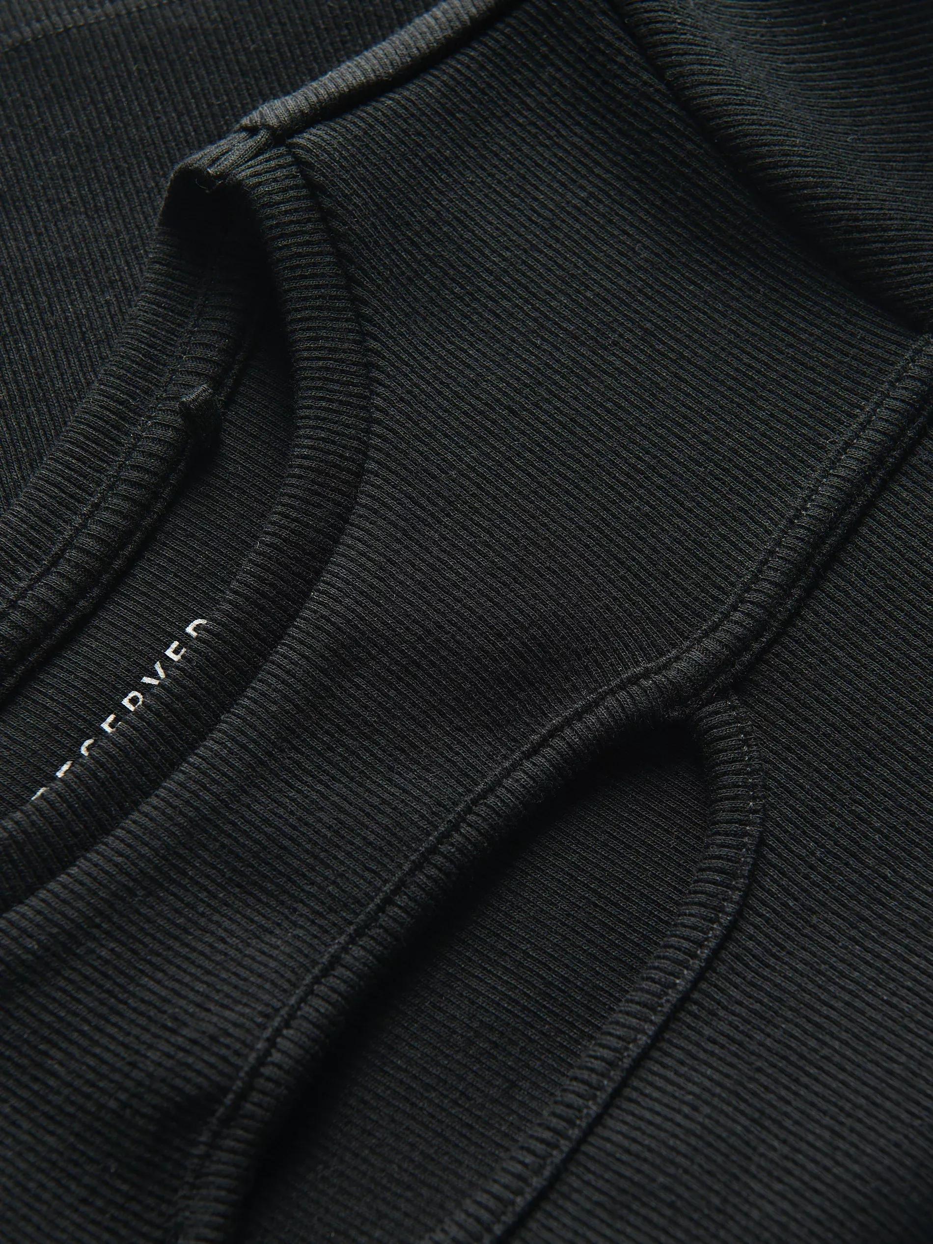 Black Striped Knit T-Shirt With Deep Back Neckline, Black, large image number 4