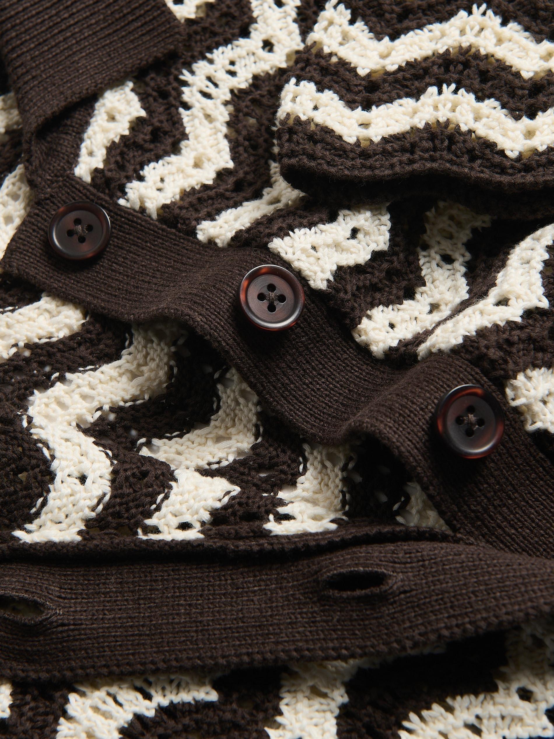 Brown Openwork Cardigan With Collar, , large image number 5