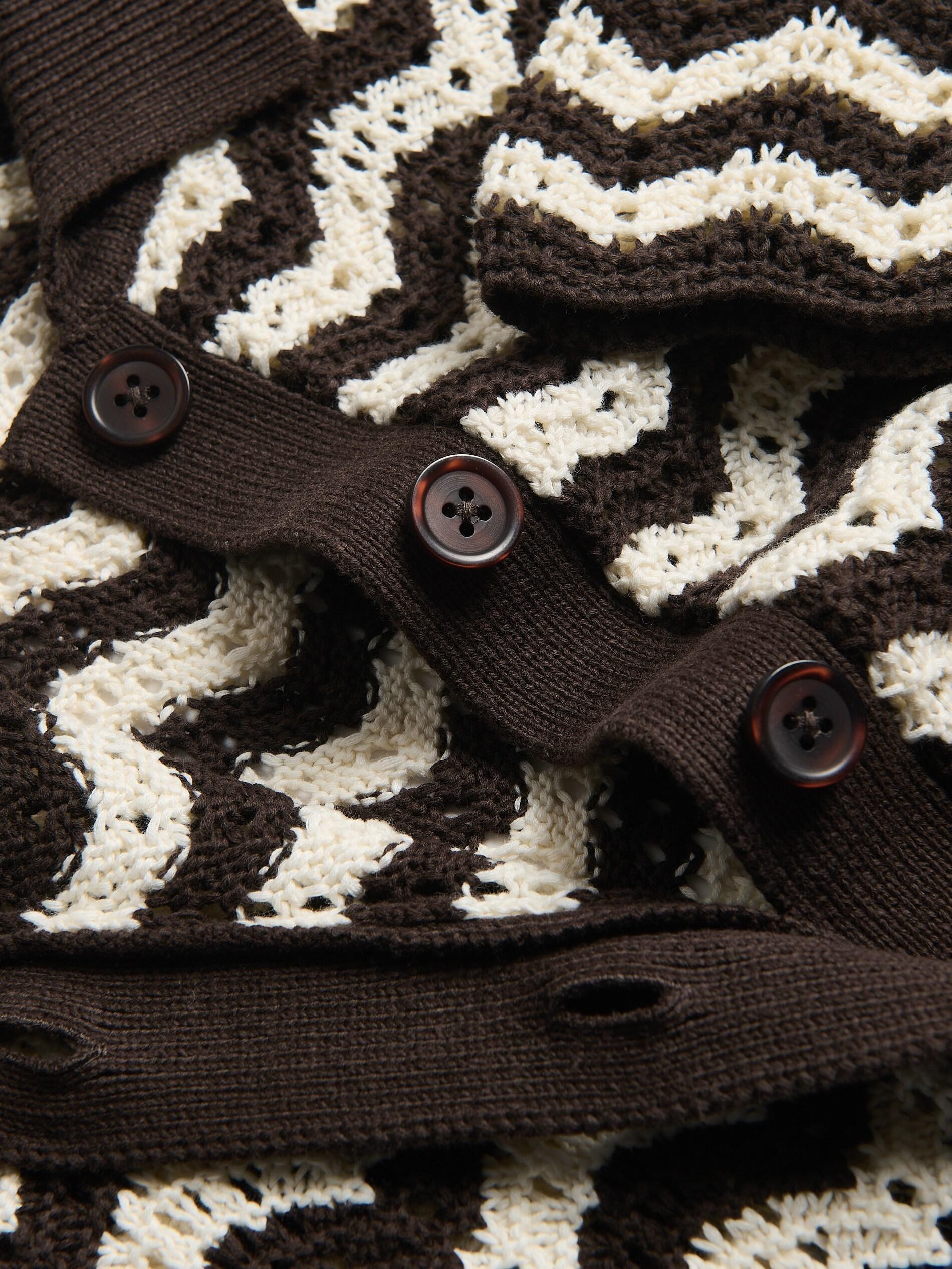 Brown Openwork Cardigan With Collar, Brown, large image number 5