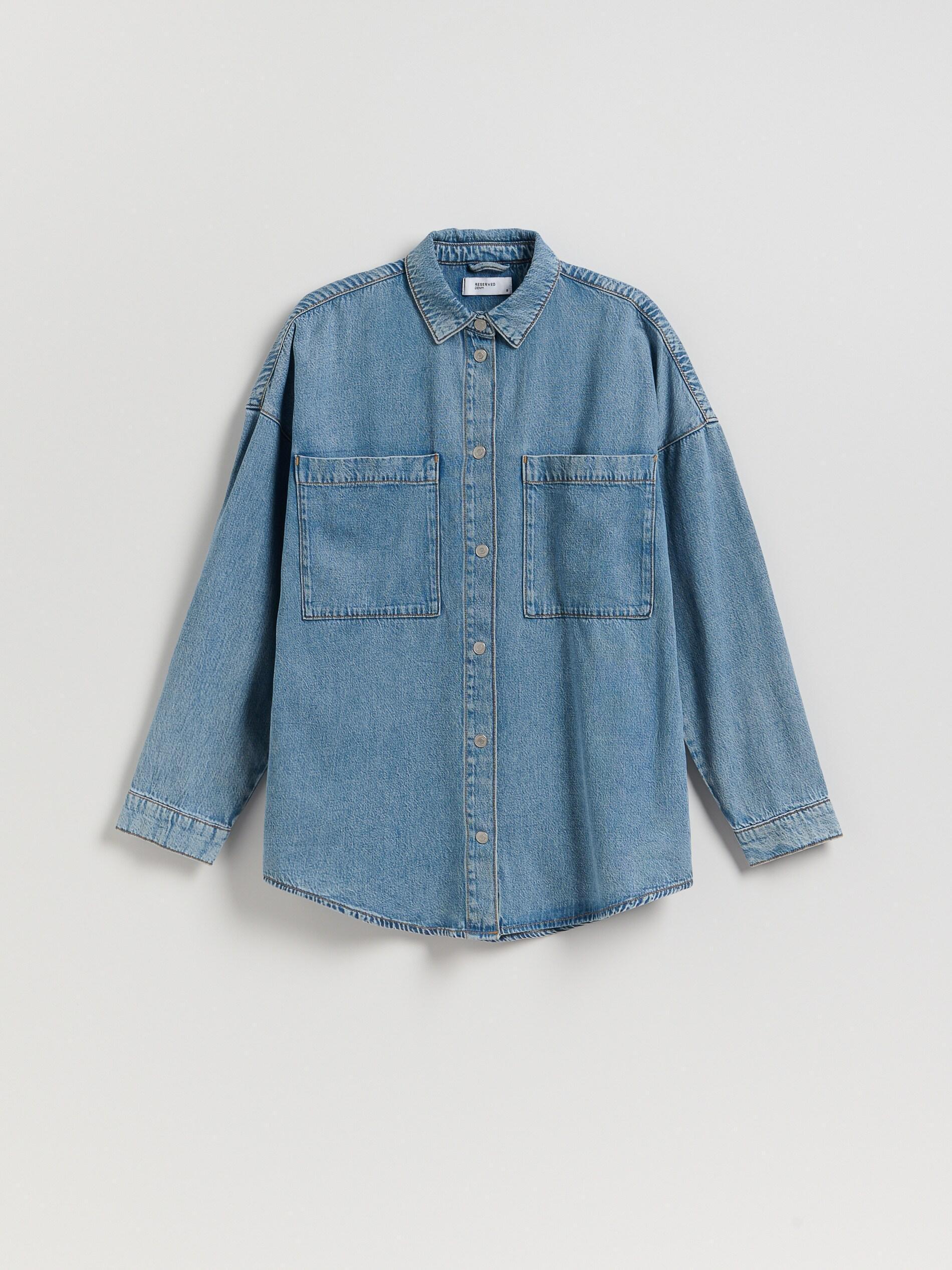 Blue Denim Shirt With Lyocell, Blue, large image number 0