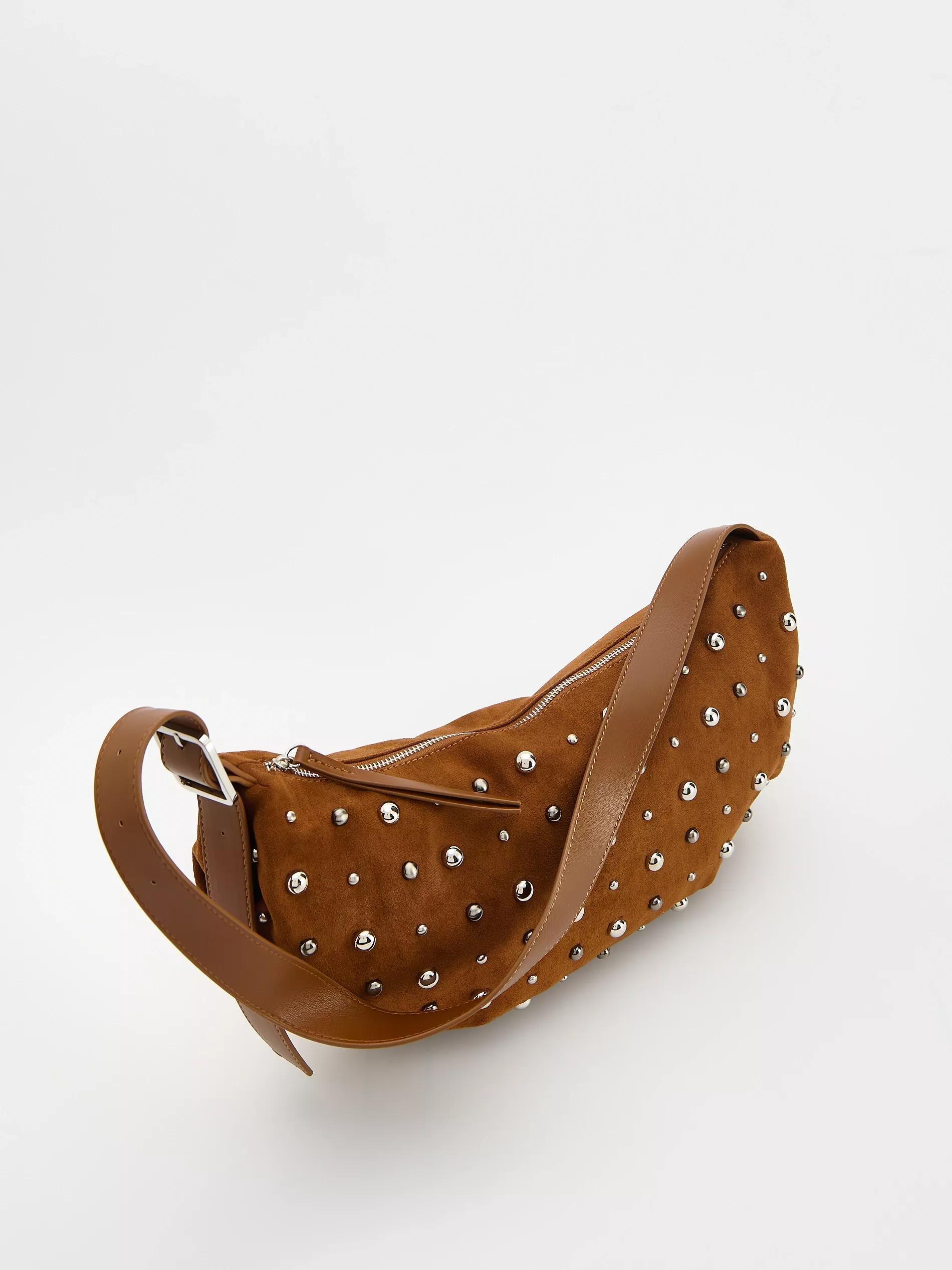 Brown Shoulder Bag With Stud Details, Brown, large image number 4