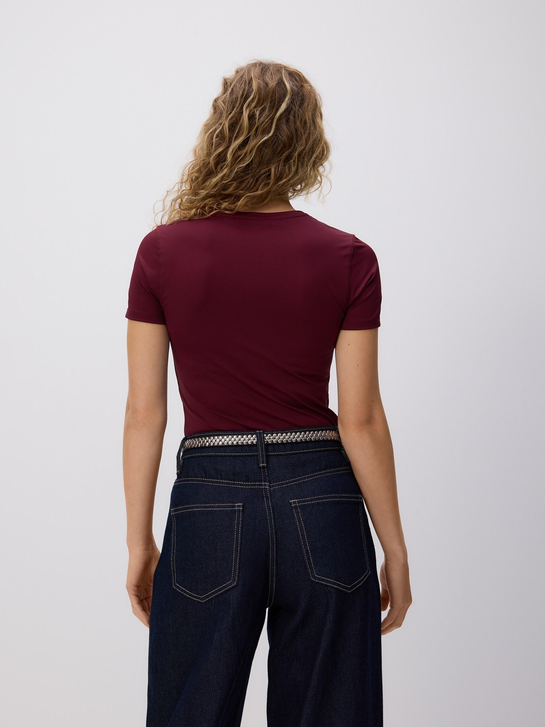 Maroon Plain Regular Fit T-Shirt, Burgundy, large image number 3