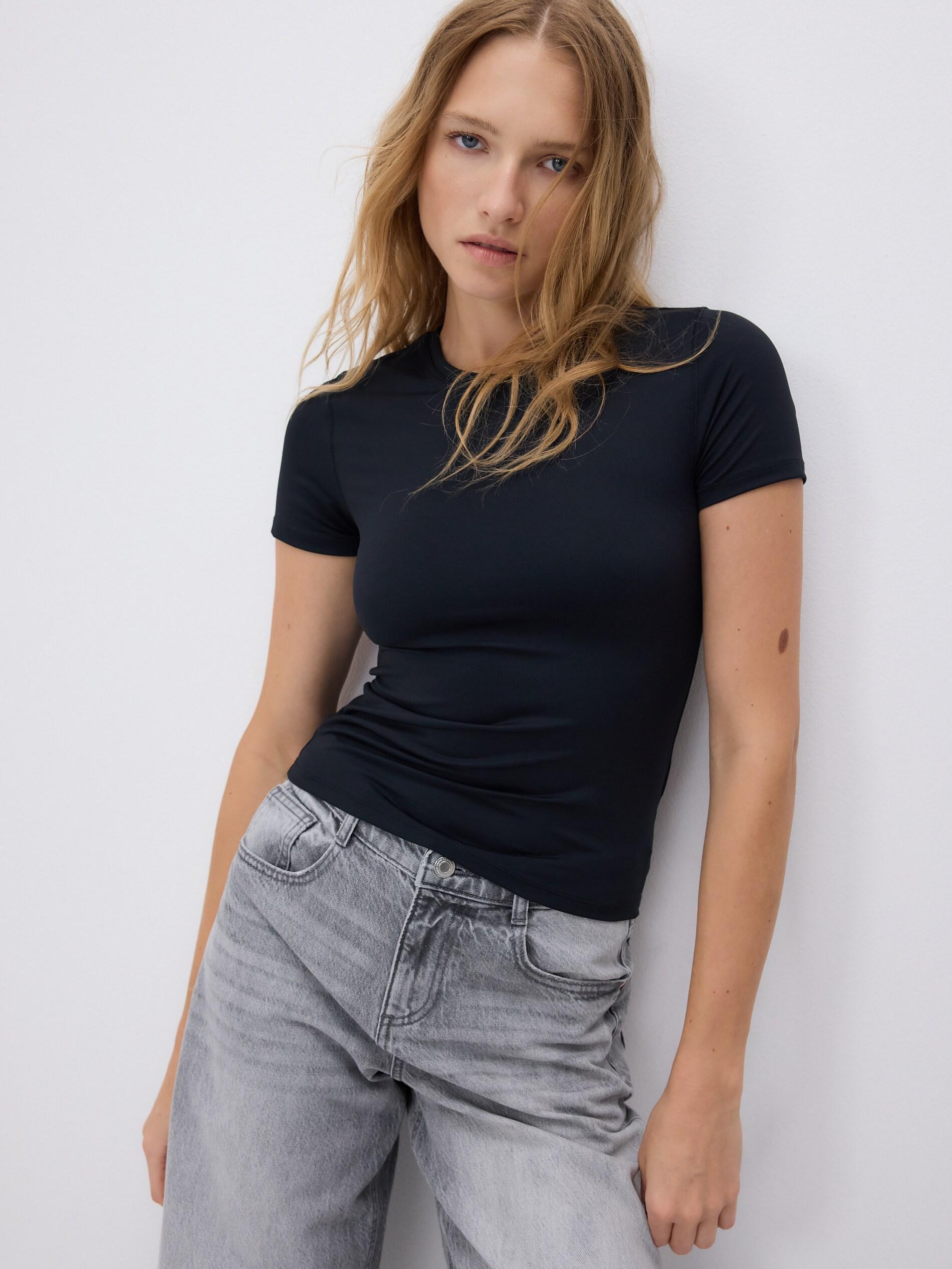 Black Plain Regular Fit T-Shirt, Black, medium