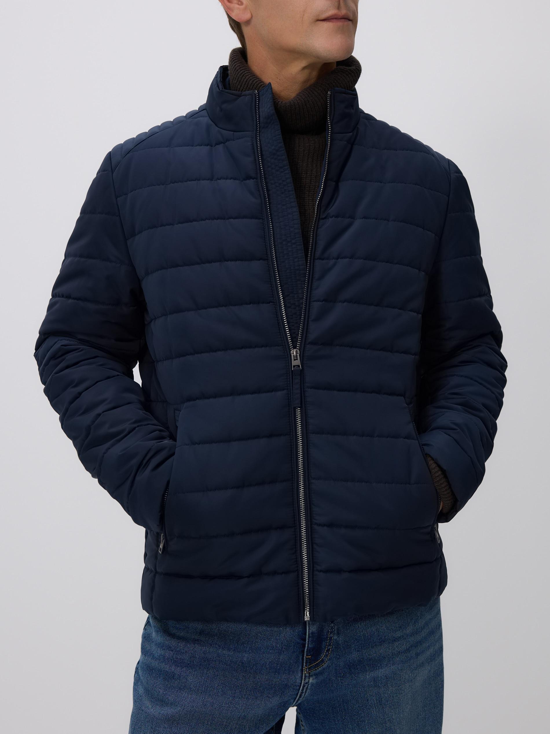 Navy Quilted Biker Jacket, Navy, medium