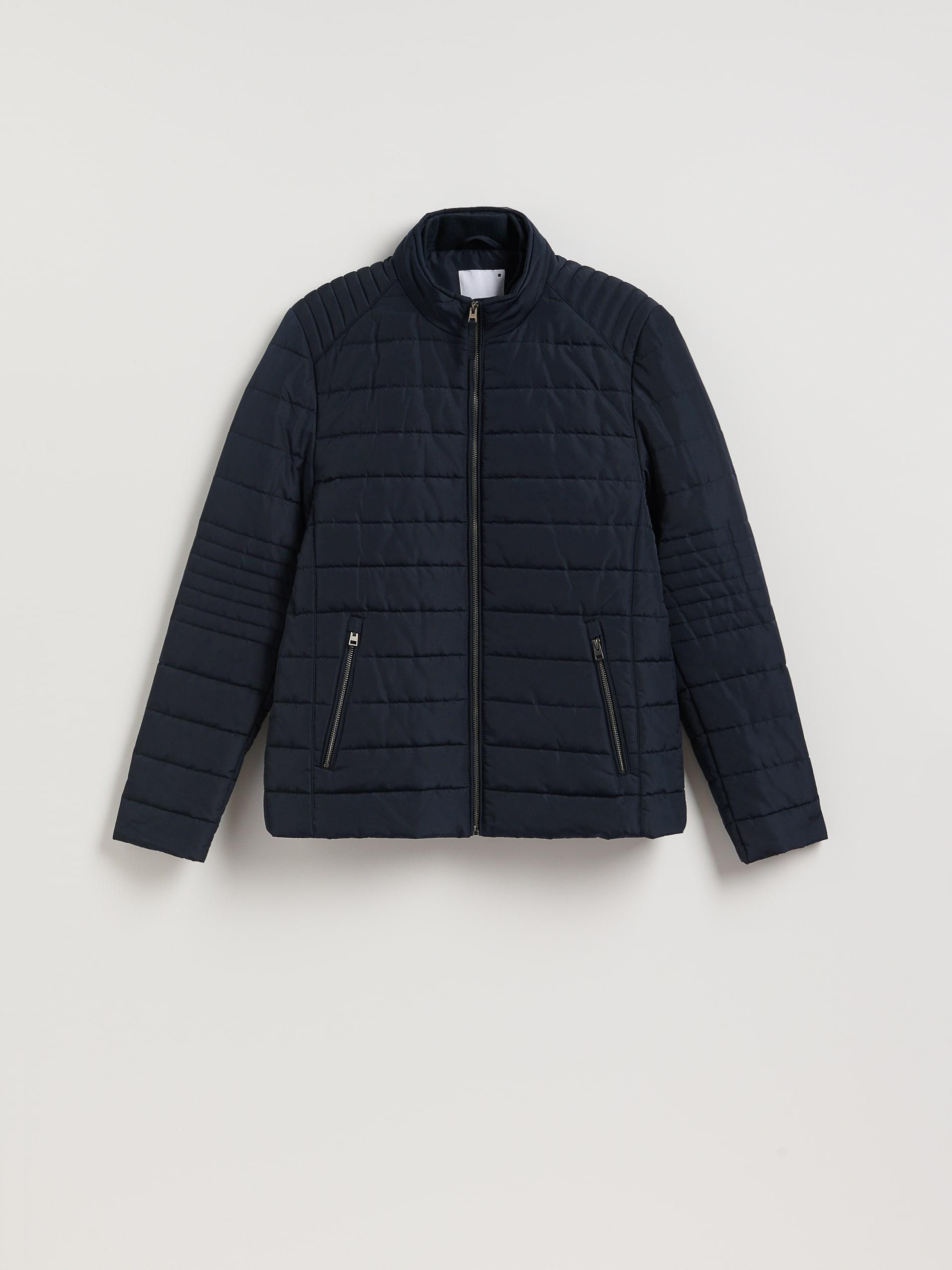 Navy Quilted Biker Jacket, Navy, large image number 4