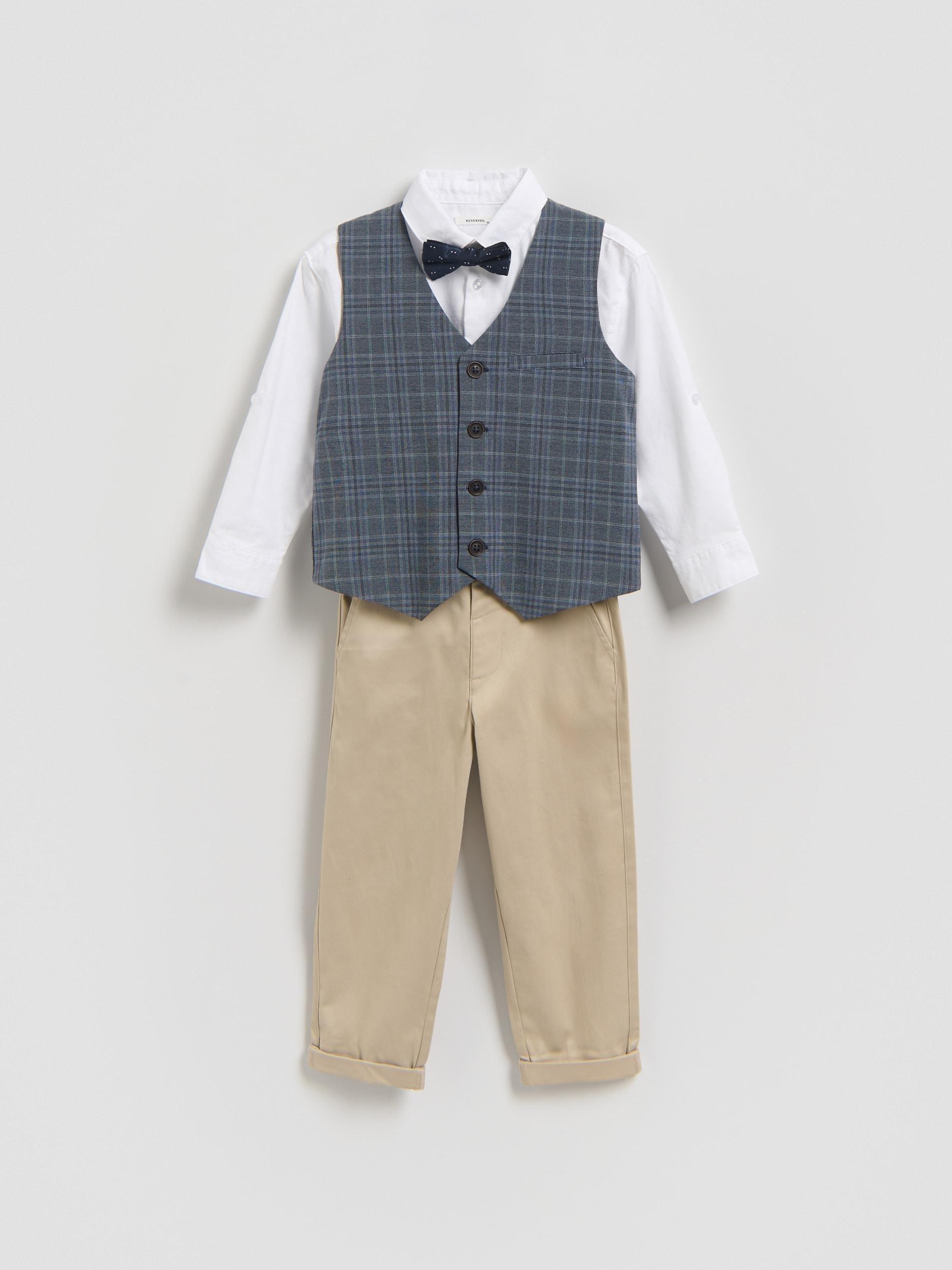 White Elegant Set With Bow Tie, White, large image number 1