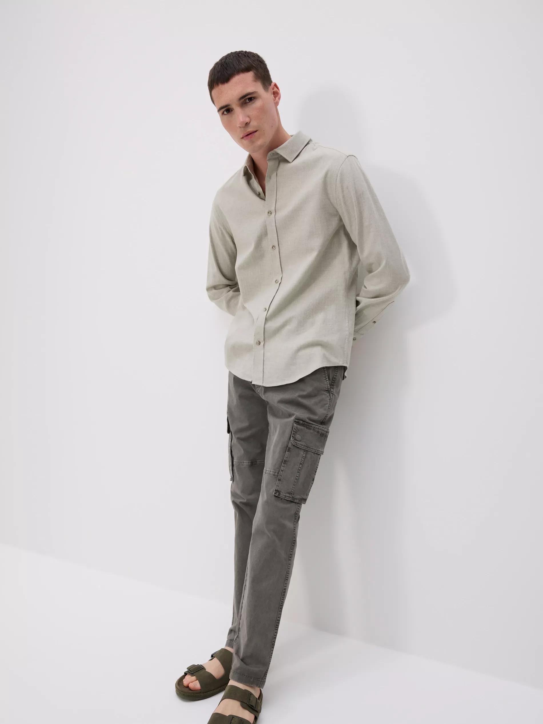 Green Slim Fit Cargo Pants With Belt, Khaki, large image number 0