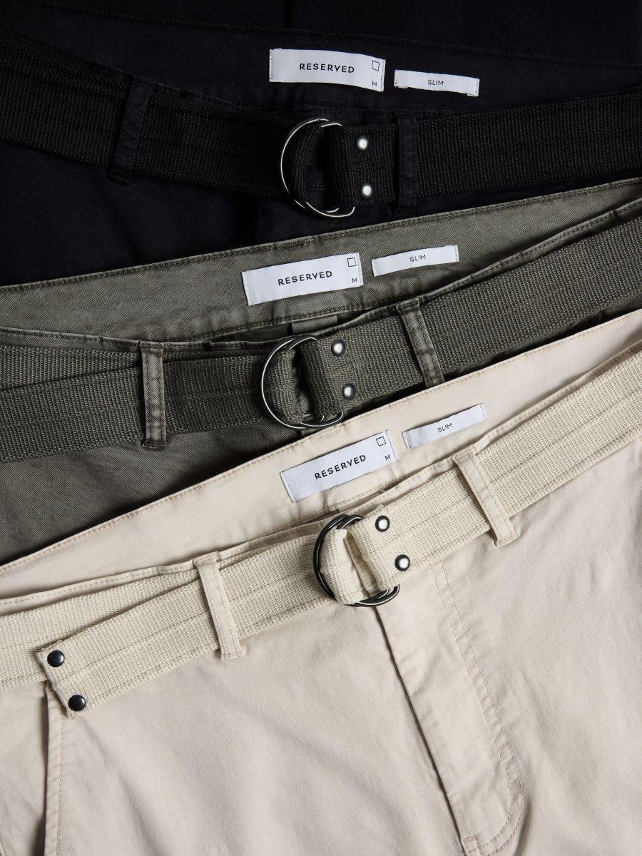 Green Slim Fit Cargo Pants With Belt, , large image number 1