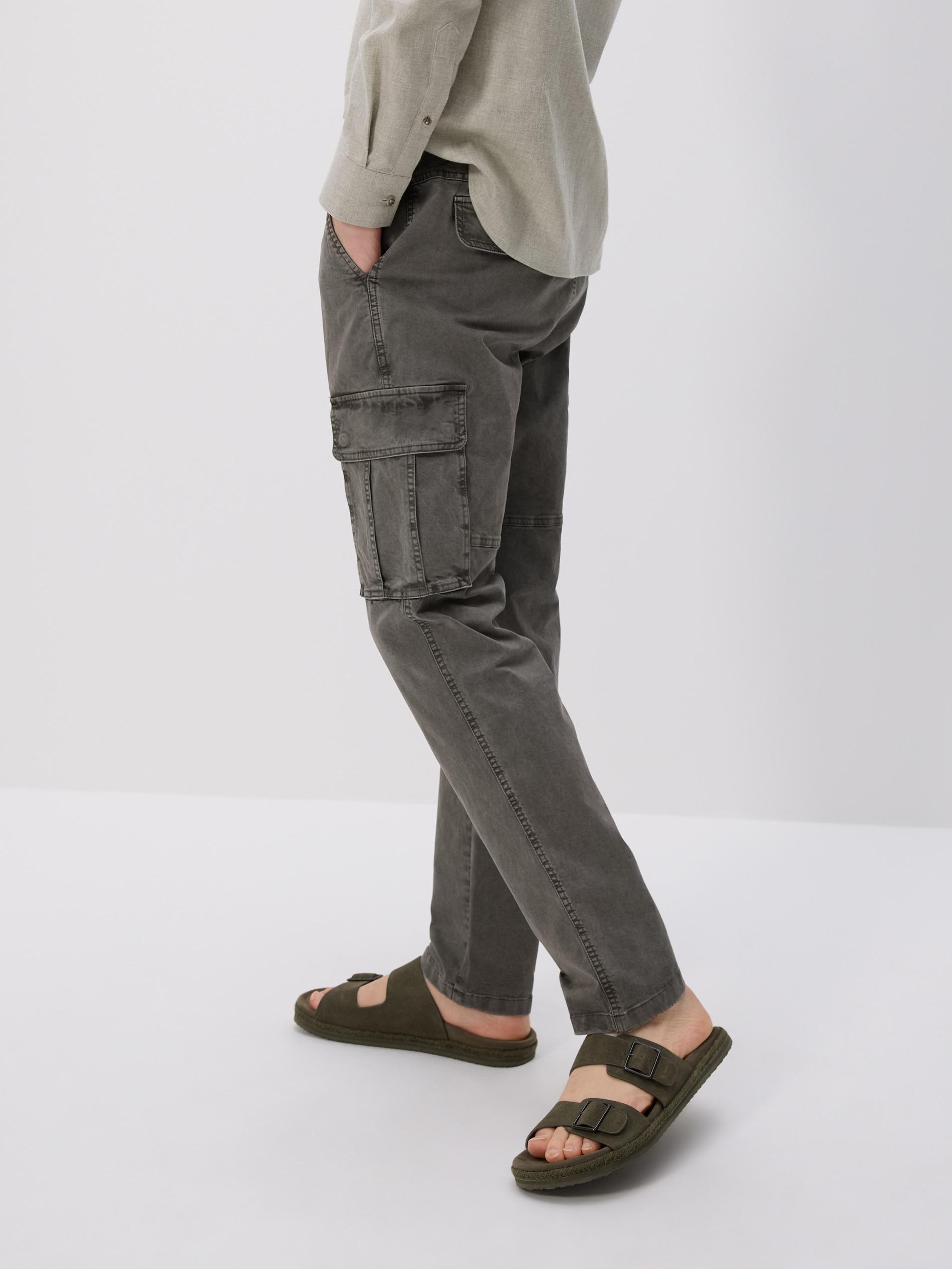 Green Slim Fit Cargo Pants With Belt, Khaki, large image number 1