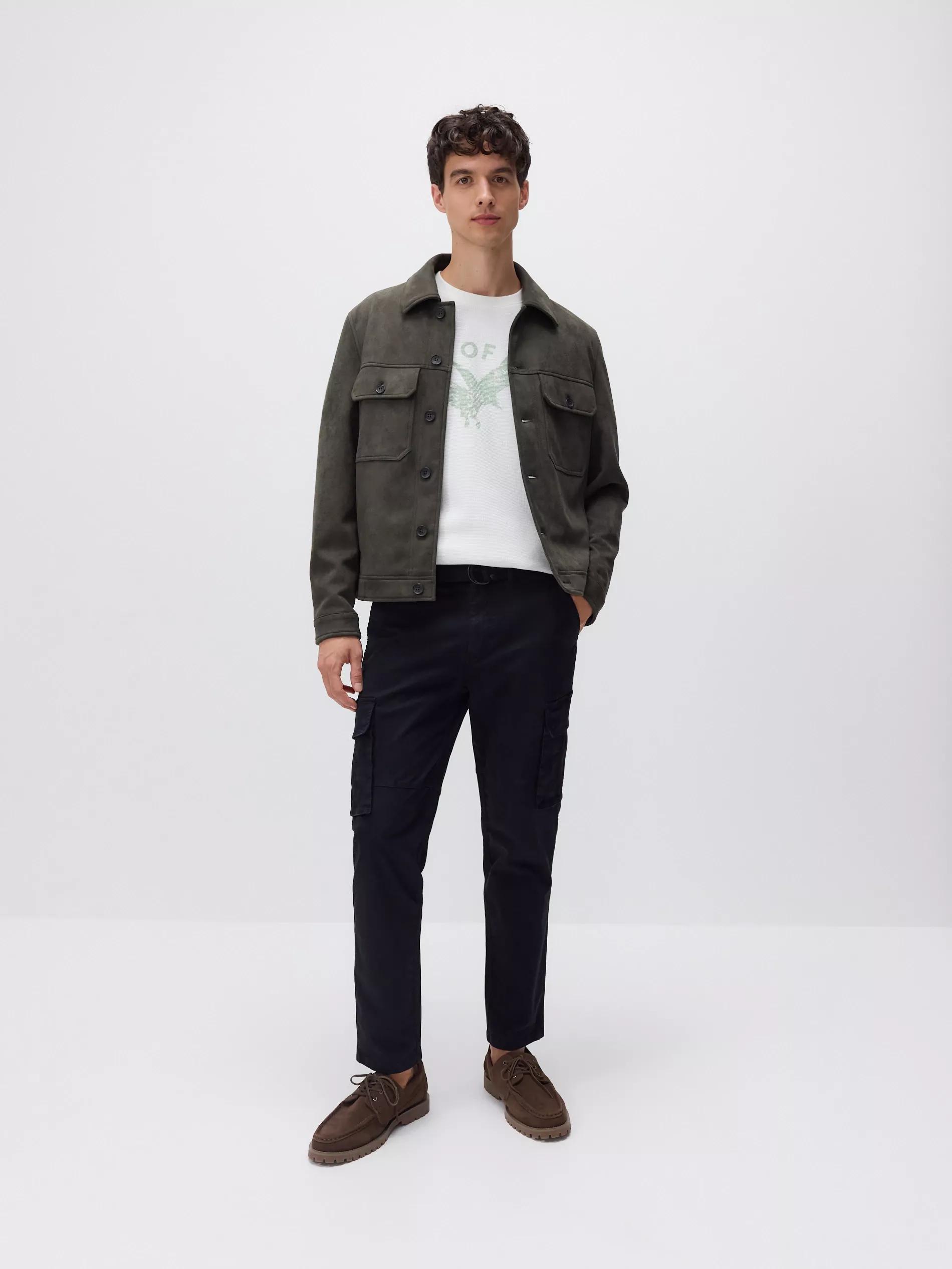 Black Slim Cargo Trousers With Belt, , medium