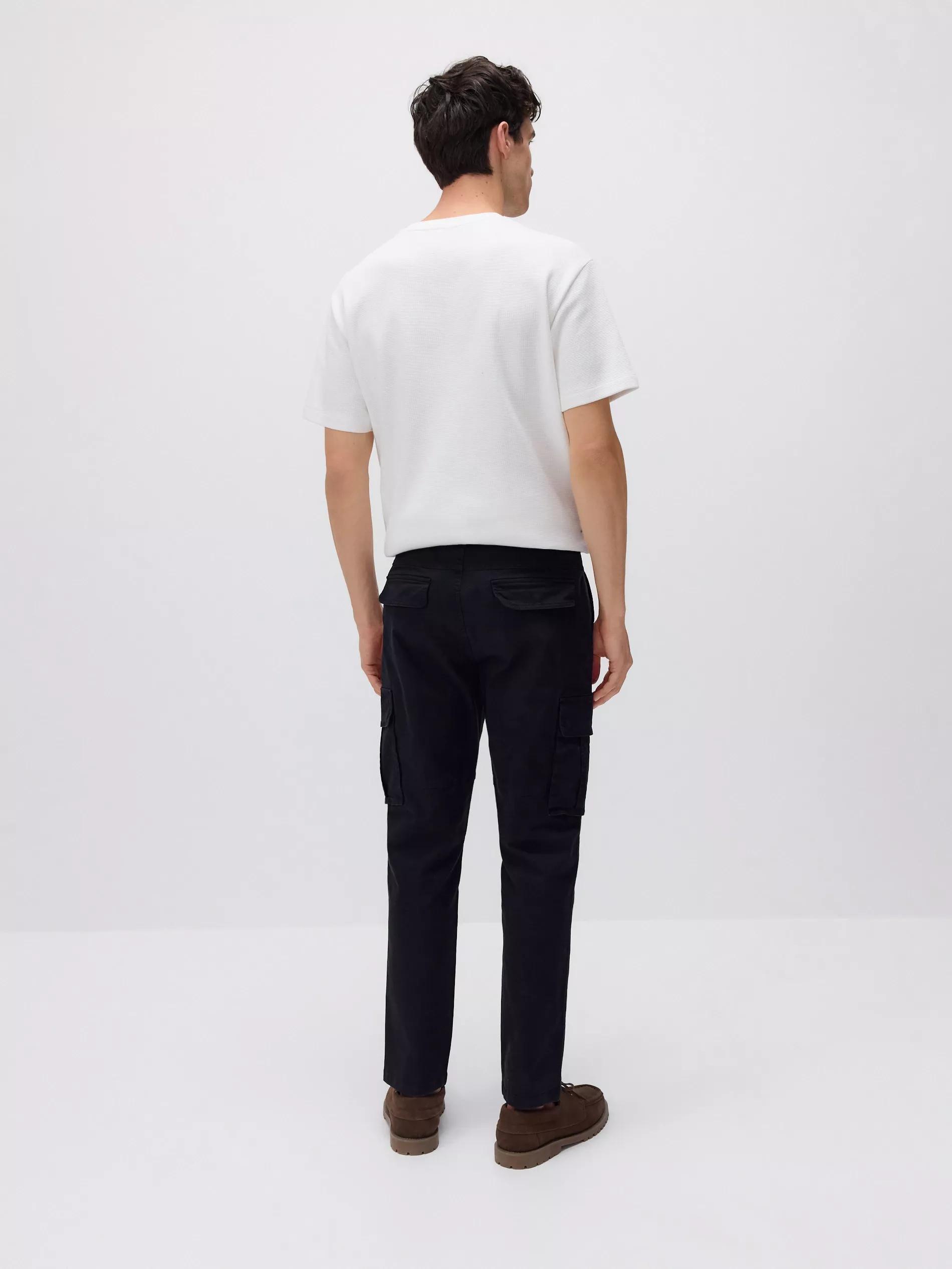 Black Slim Cargo Trousers With Belt, , large image number 3