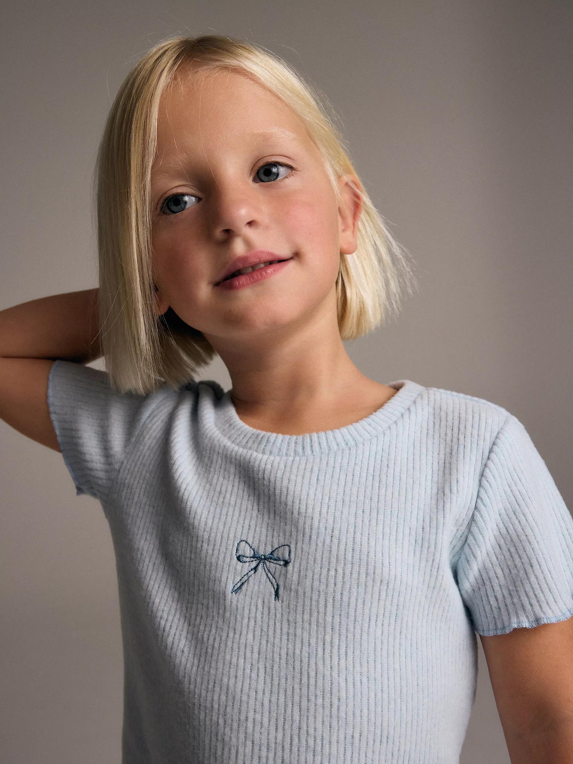 Blue Striped Knit T-Shirt, , large image number 0