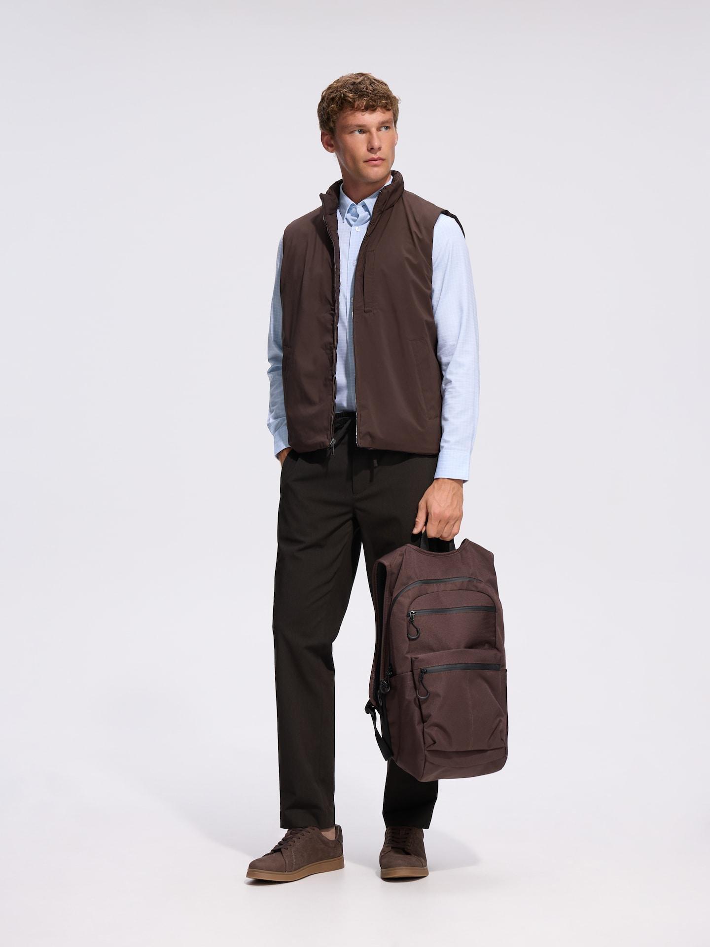 Brown Spacious Backpack With Handle, Brown, medium