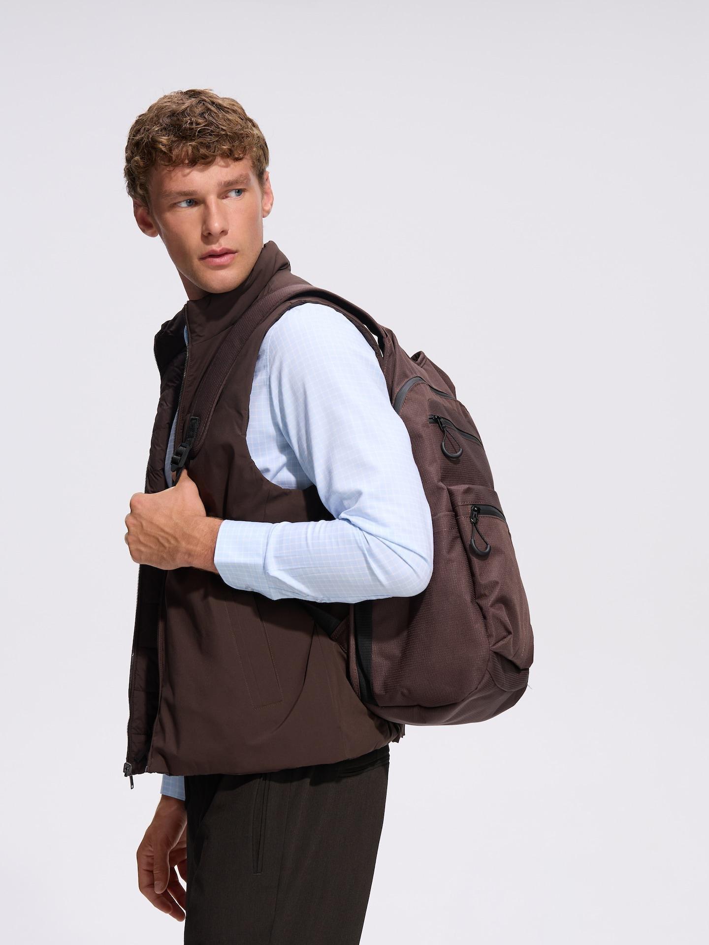 Brown Spacious Backpack With Handle, Brown, medium