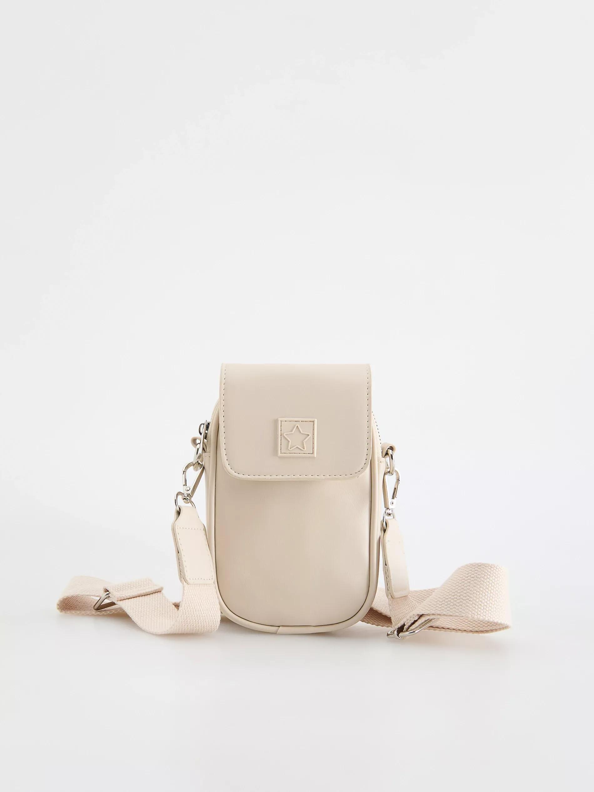 Beige Handbag With Sewn Applications, , medium