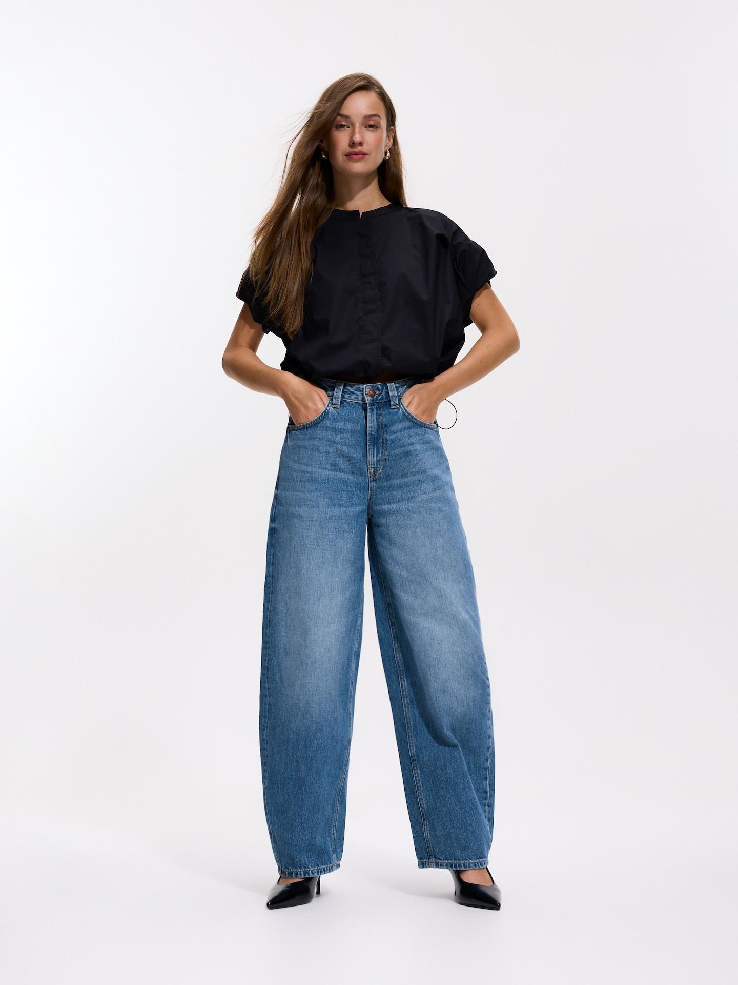 Black Shirt With Decorative Sleeves, Black, large image number 1