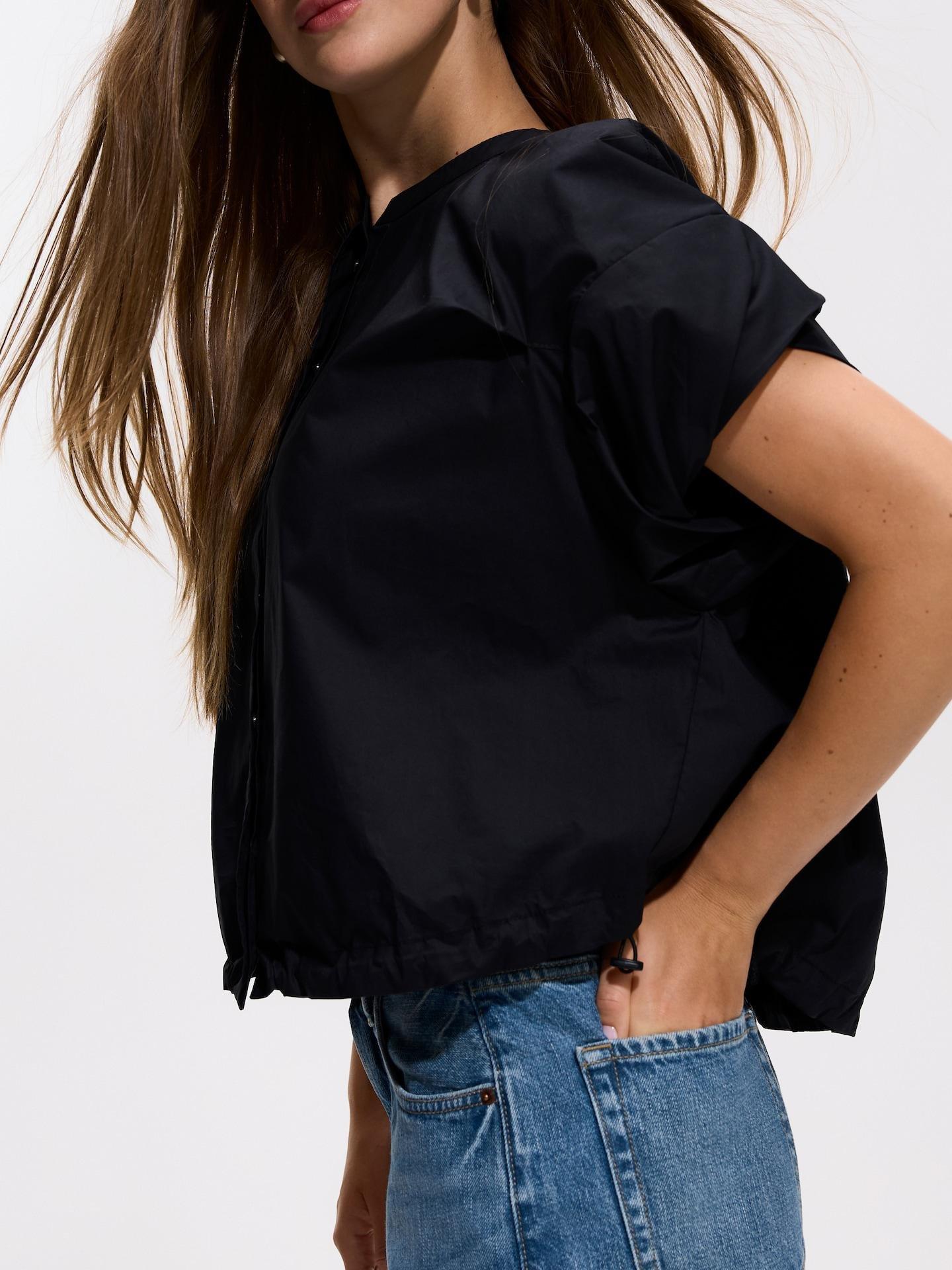Black Shirt With Decorative Sleeves, Black, large image number 2