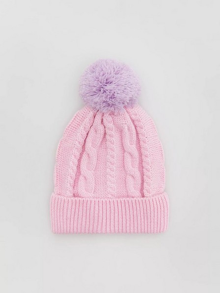 Reserved - Pastel Pink Cap With A Pompom, Kid Girl