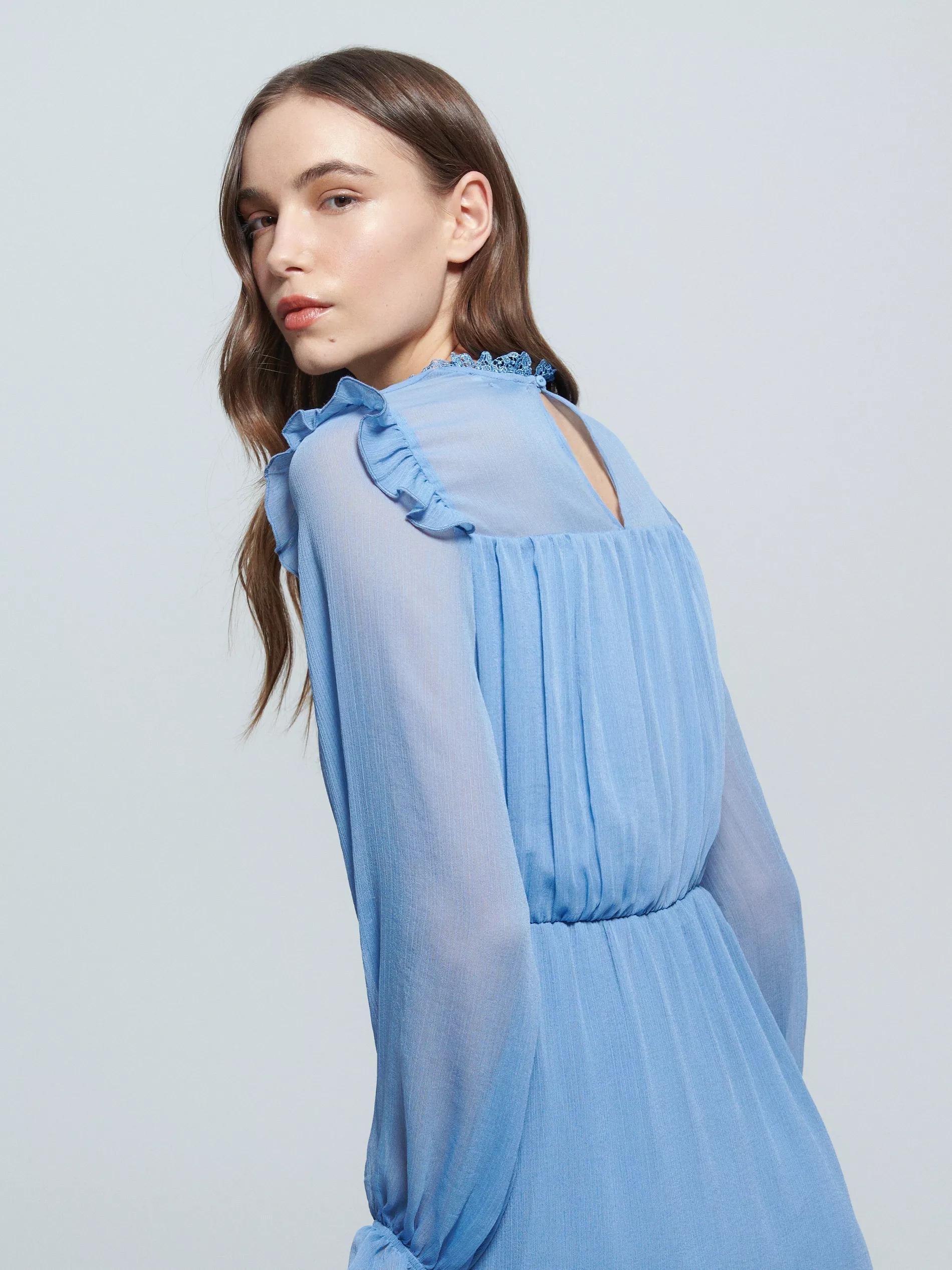 Light Blue Chiffon Mini Dress, , large image number 2