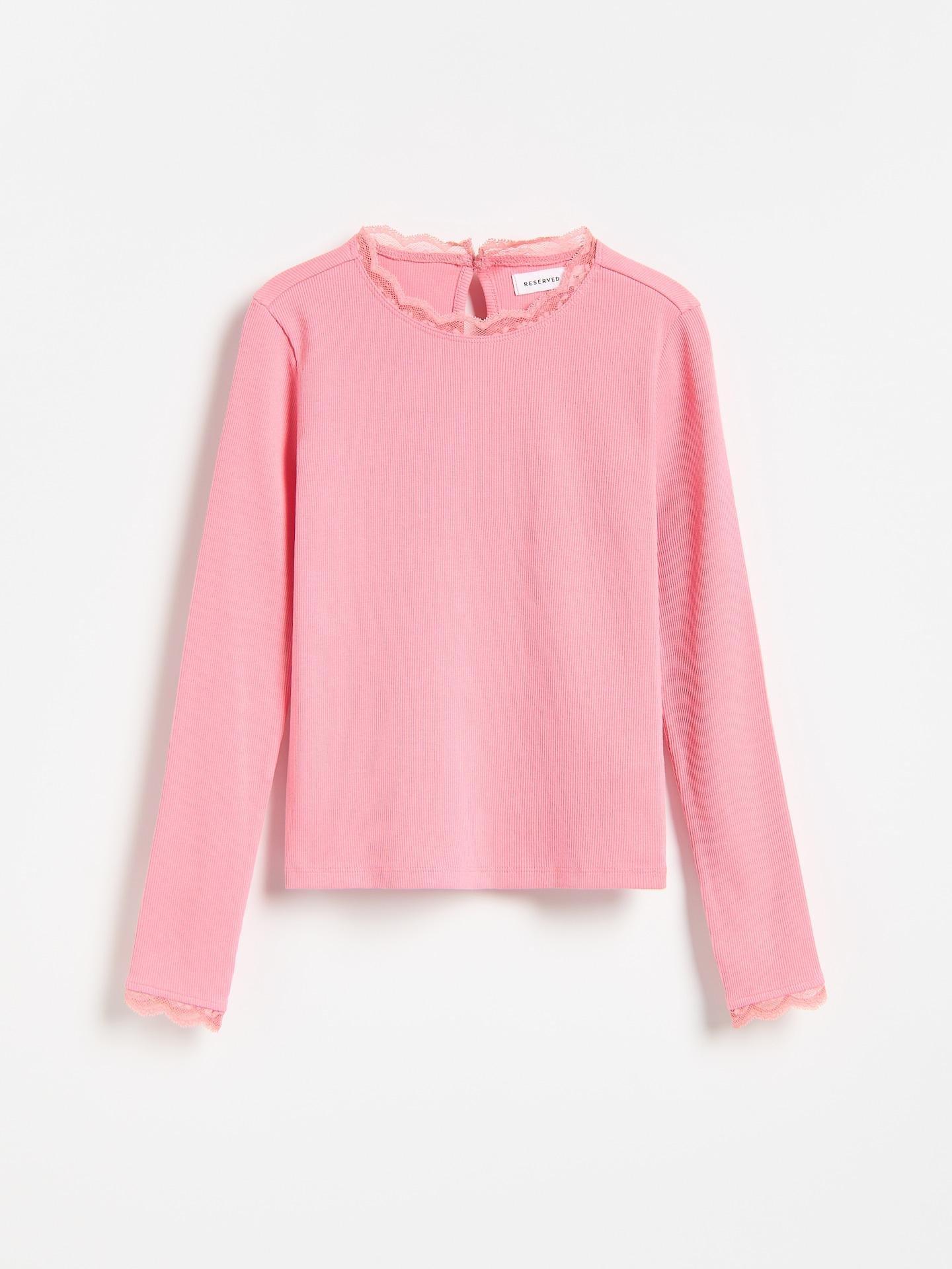 Pink Rib Knit T-Shirt, Pink, large image number 3