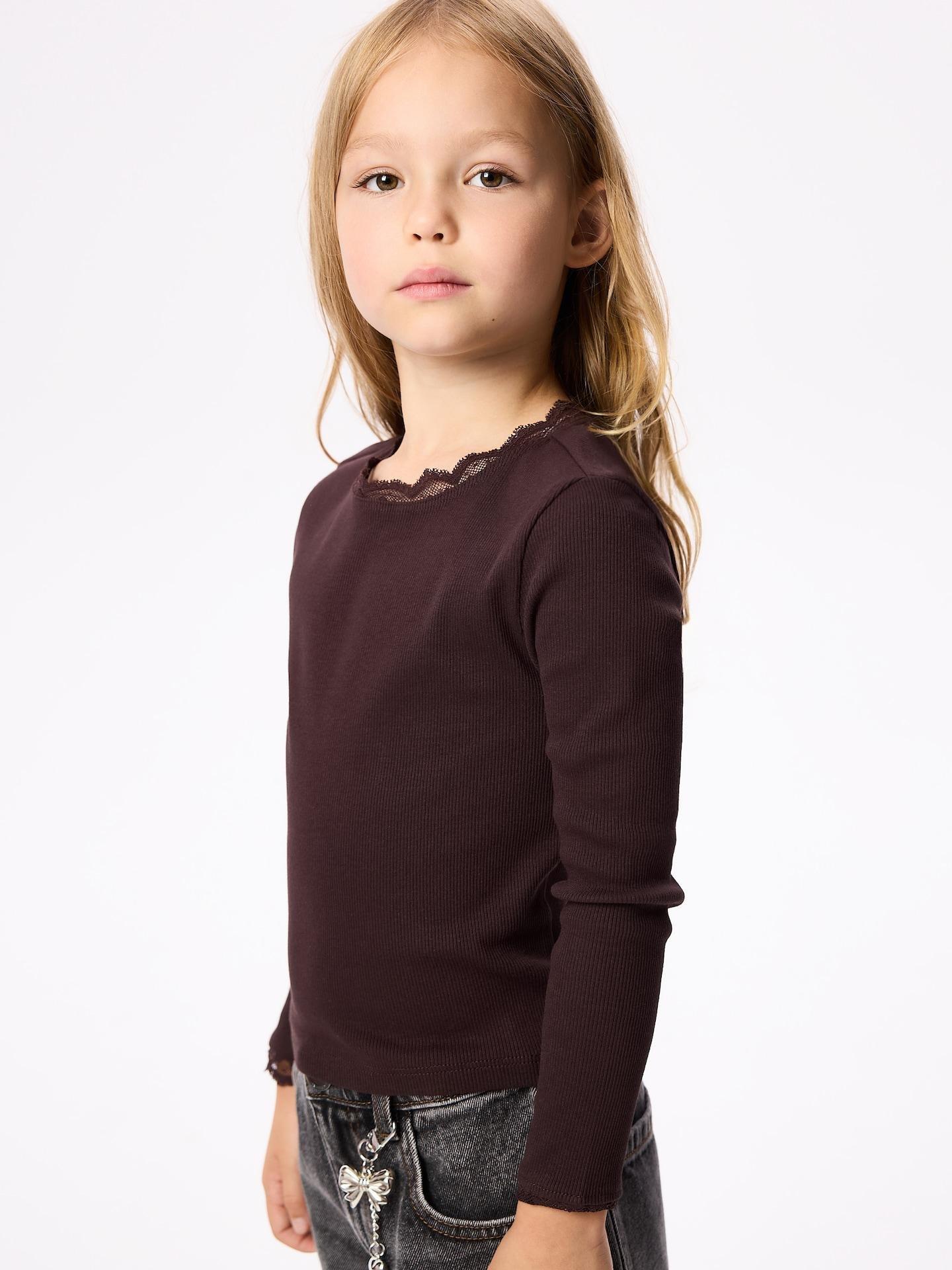 Brown Rib Knit T-Shirt, Brown, medium