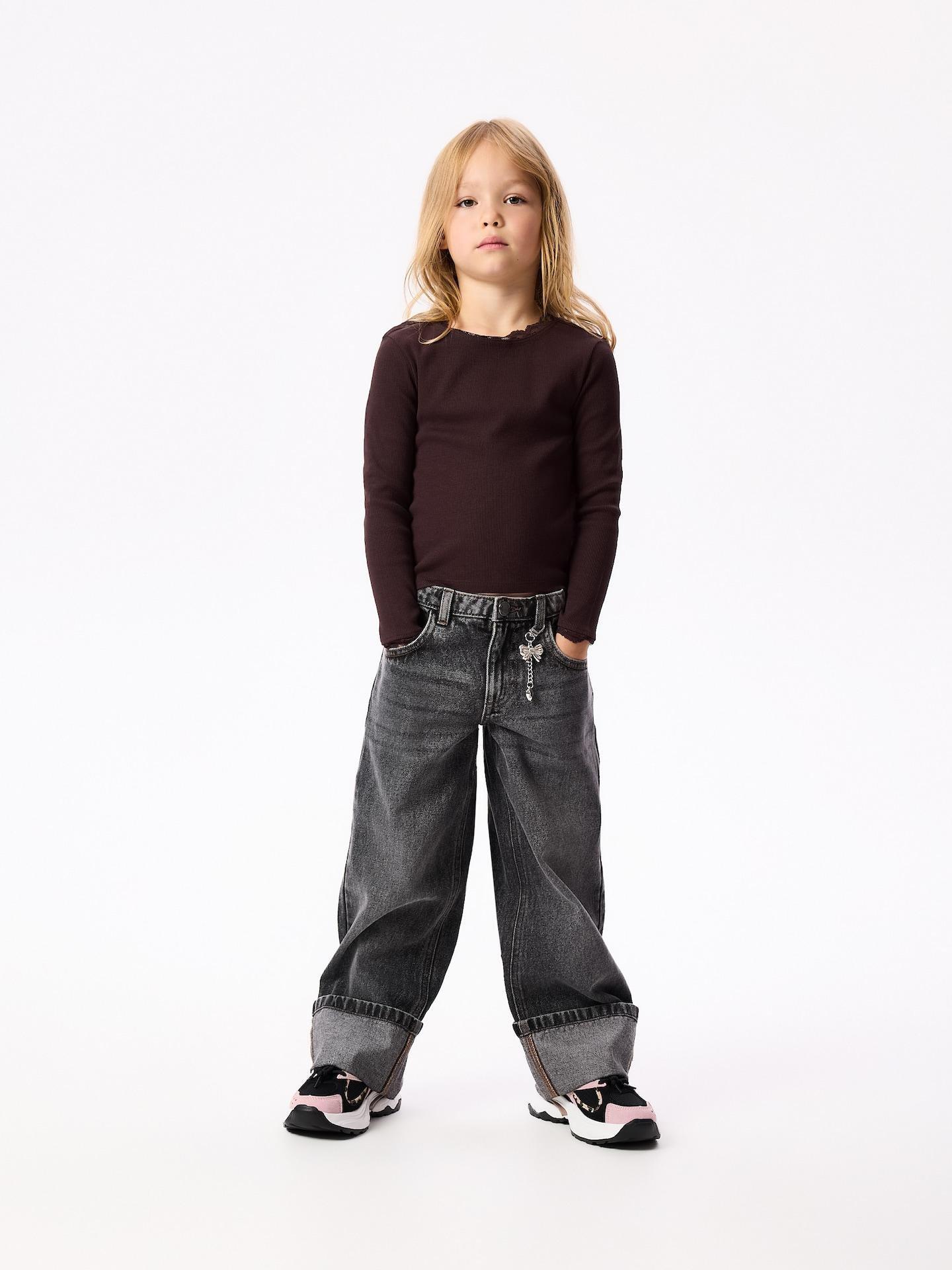 Brown Rib Knit T-Shirt, Brown, medium