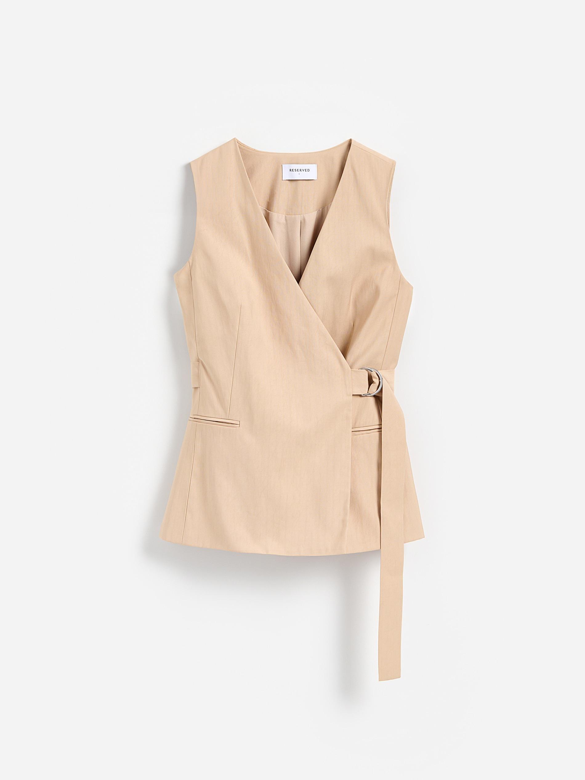 Beige Vest, Beige, large image number 4