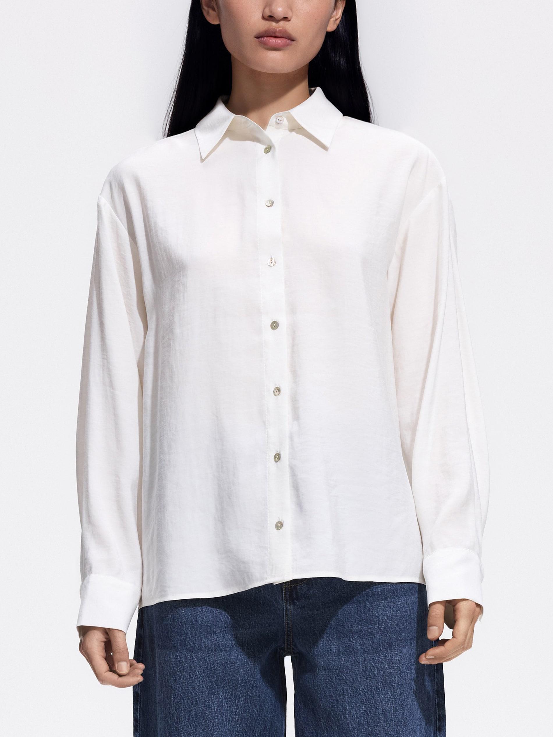 Cream Viscose Rich Shirt, Ivory, medium