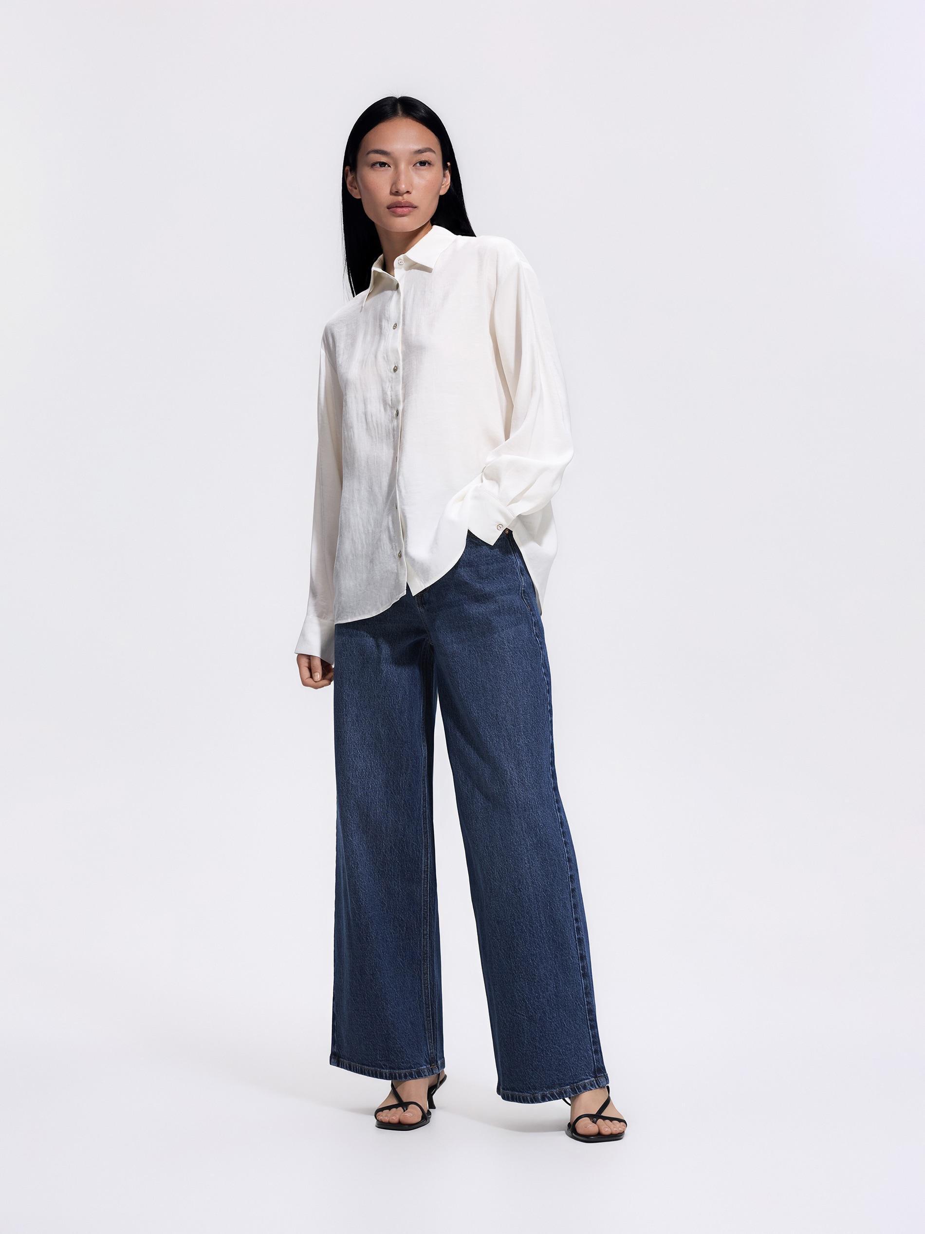 Cream Viscose Rich Shirt, Ivory, medium