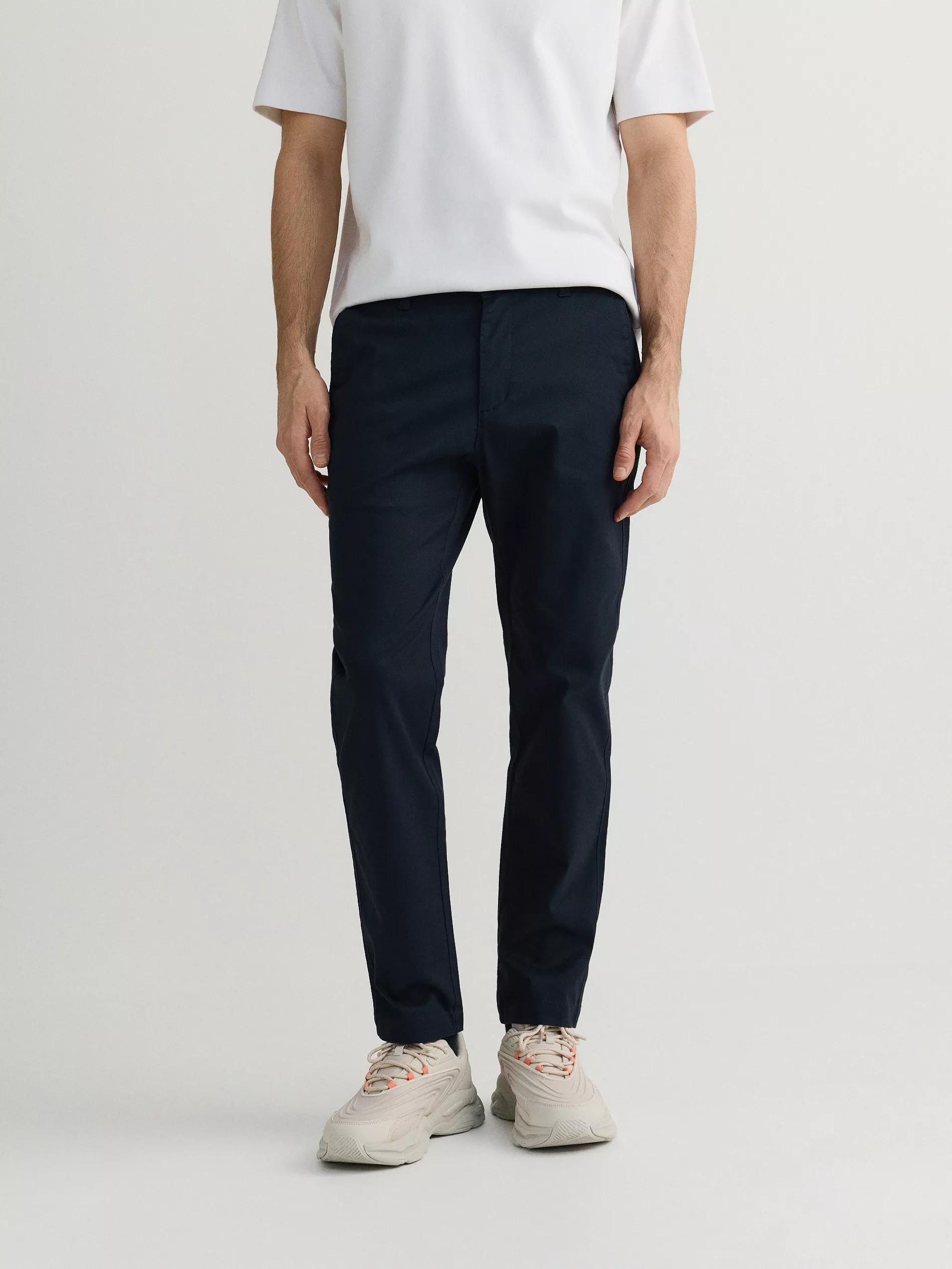 Navy Plain Chino Trousers, , large image number 2