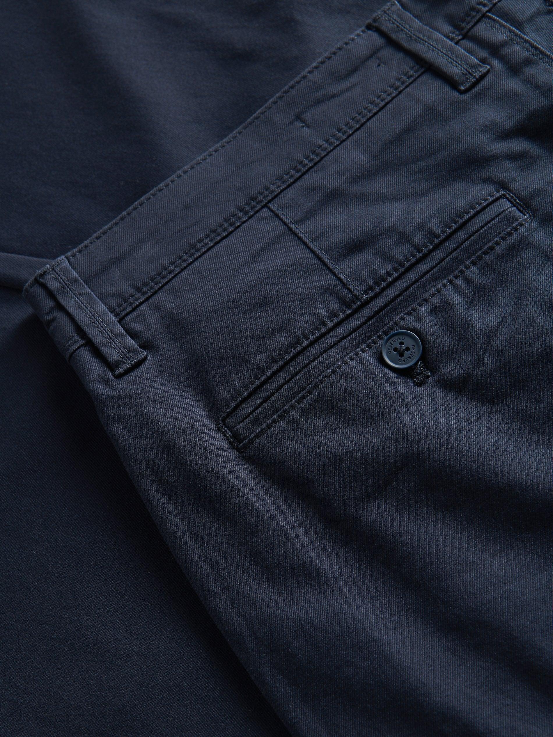 Navy Plain Chino Trousers, , large image number 4