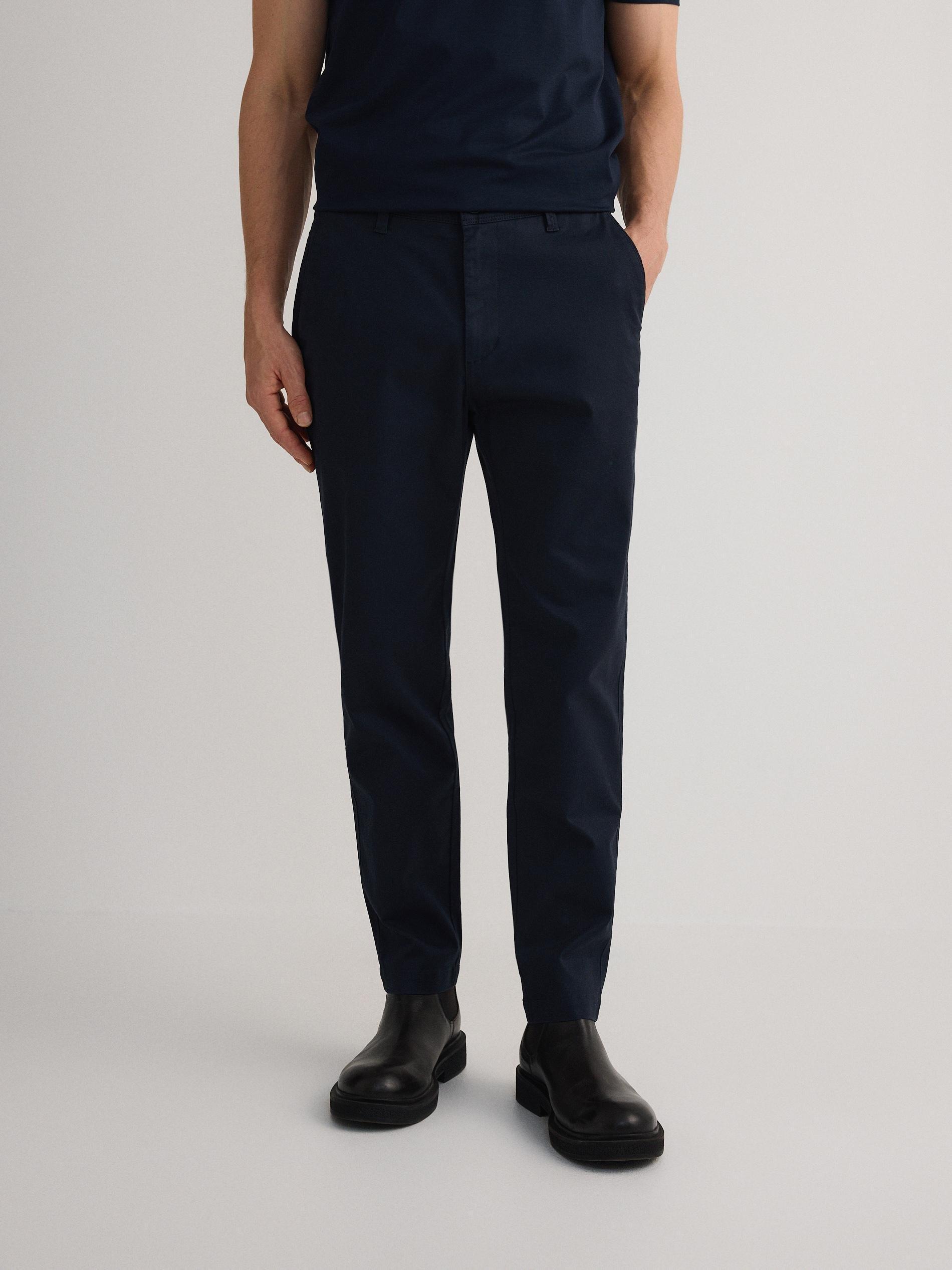 Navy Plain Chino Trousers, , large image number 7