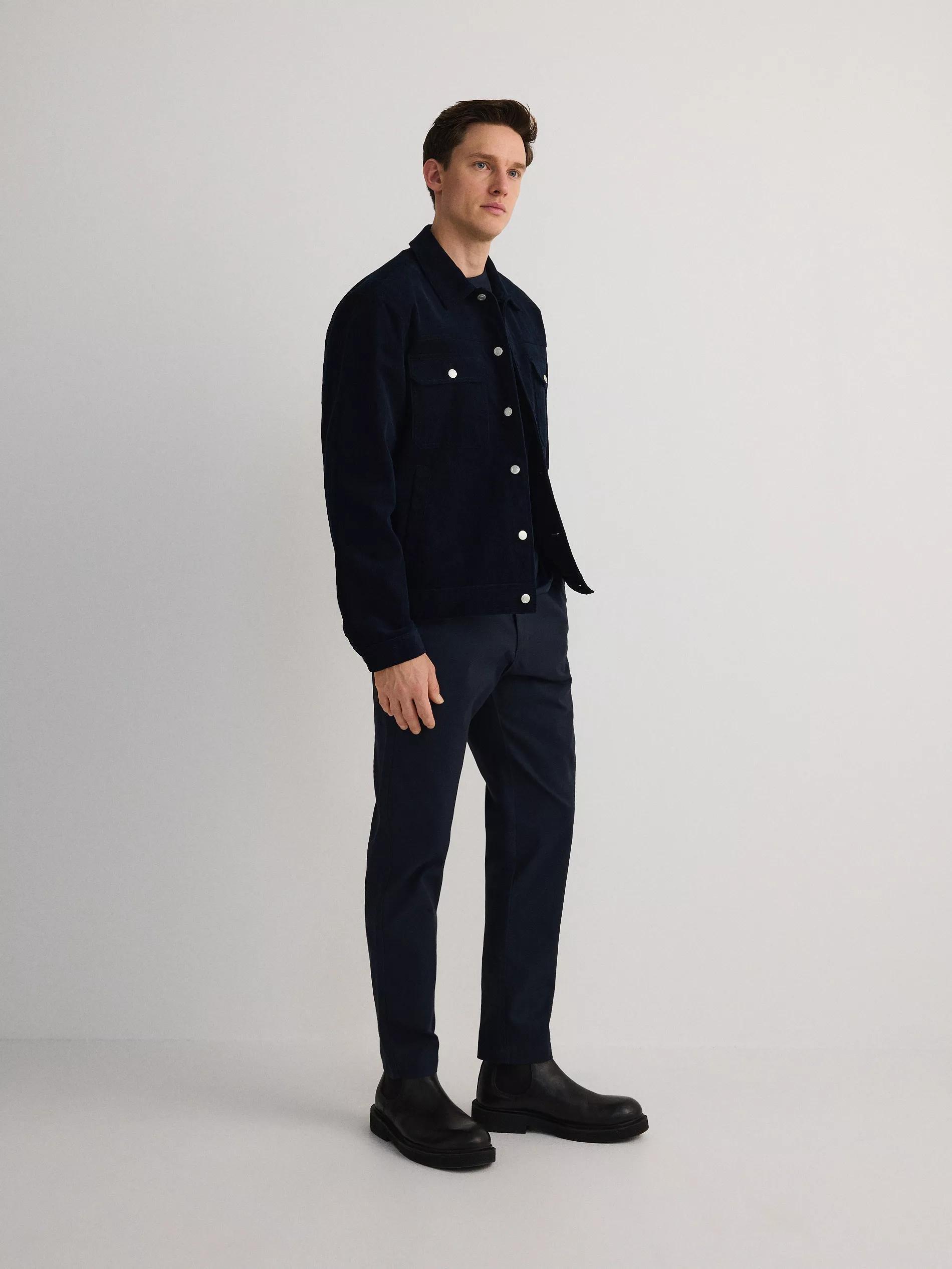 Navy Plain Chino Trousers, , large image number 8