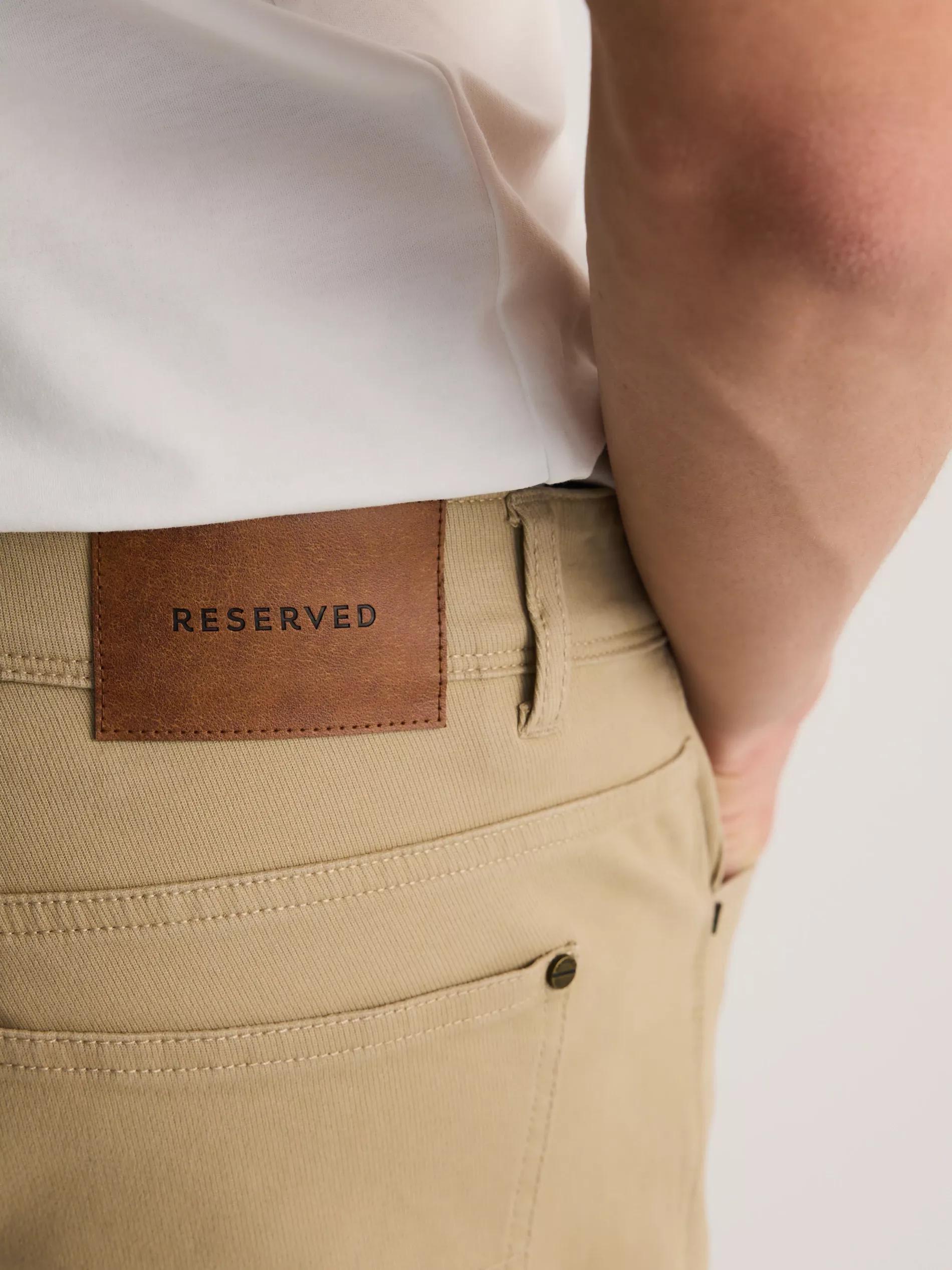 Beige Slim Fit Cotton Trousers, , large image number 3