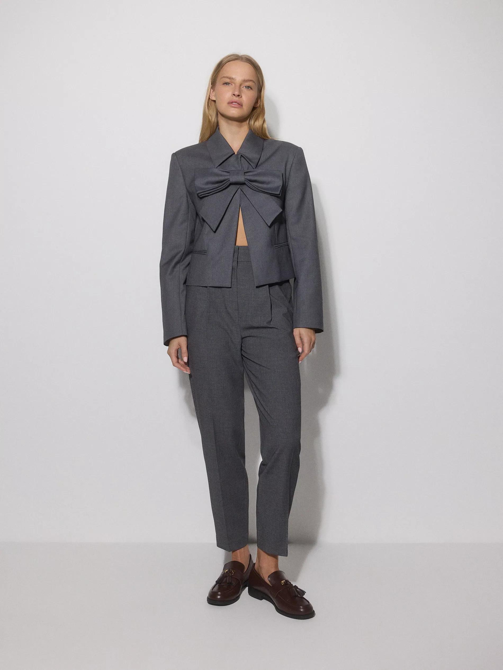 Grey Pants Made Of Mottled Fabric, , large image number 0