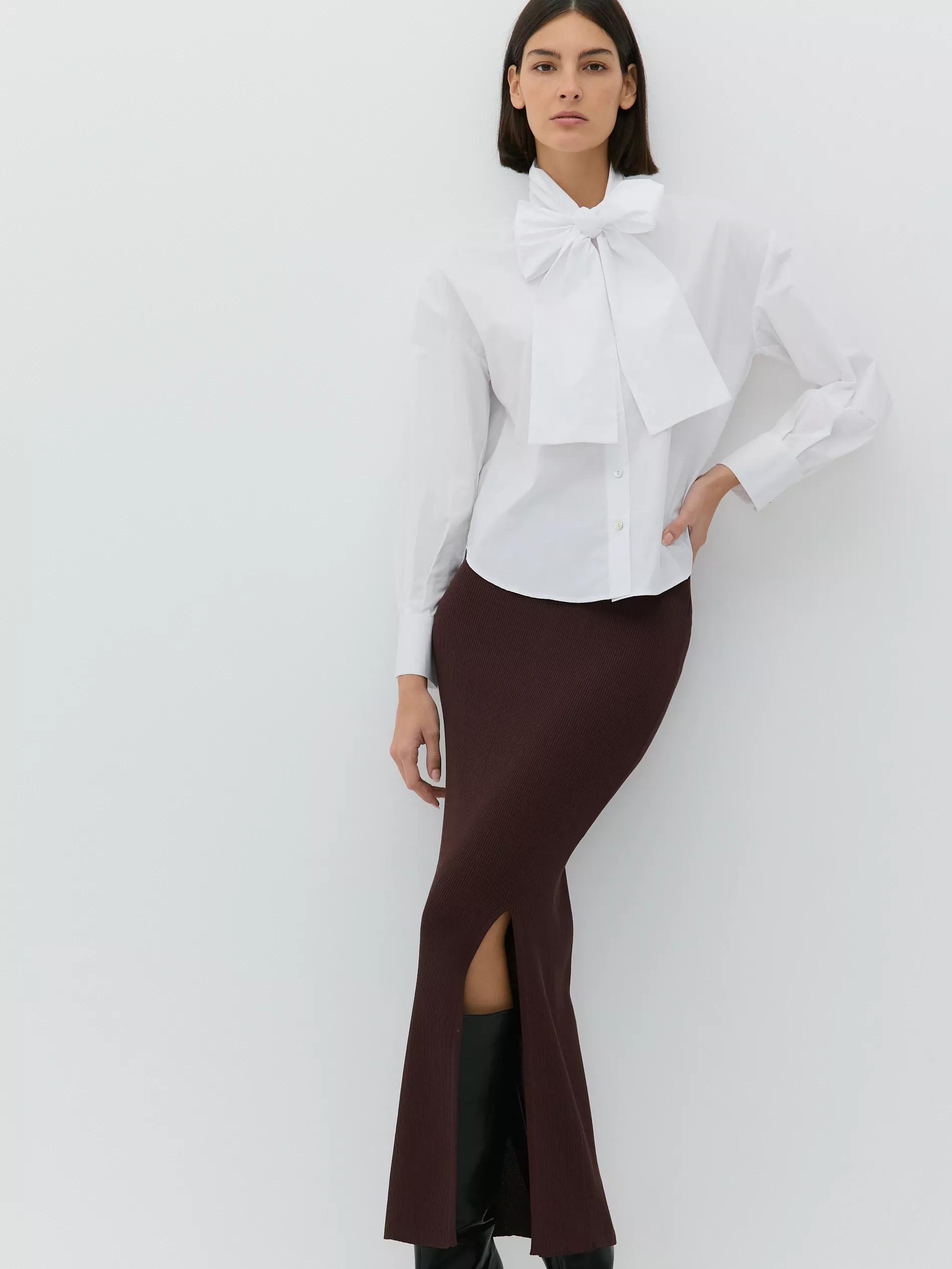 White Cotton Blouse With Tie Detail, , large image number 0