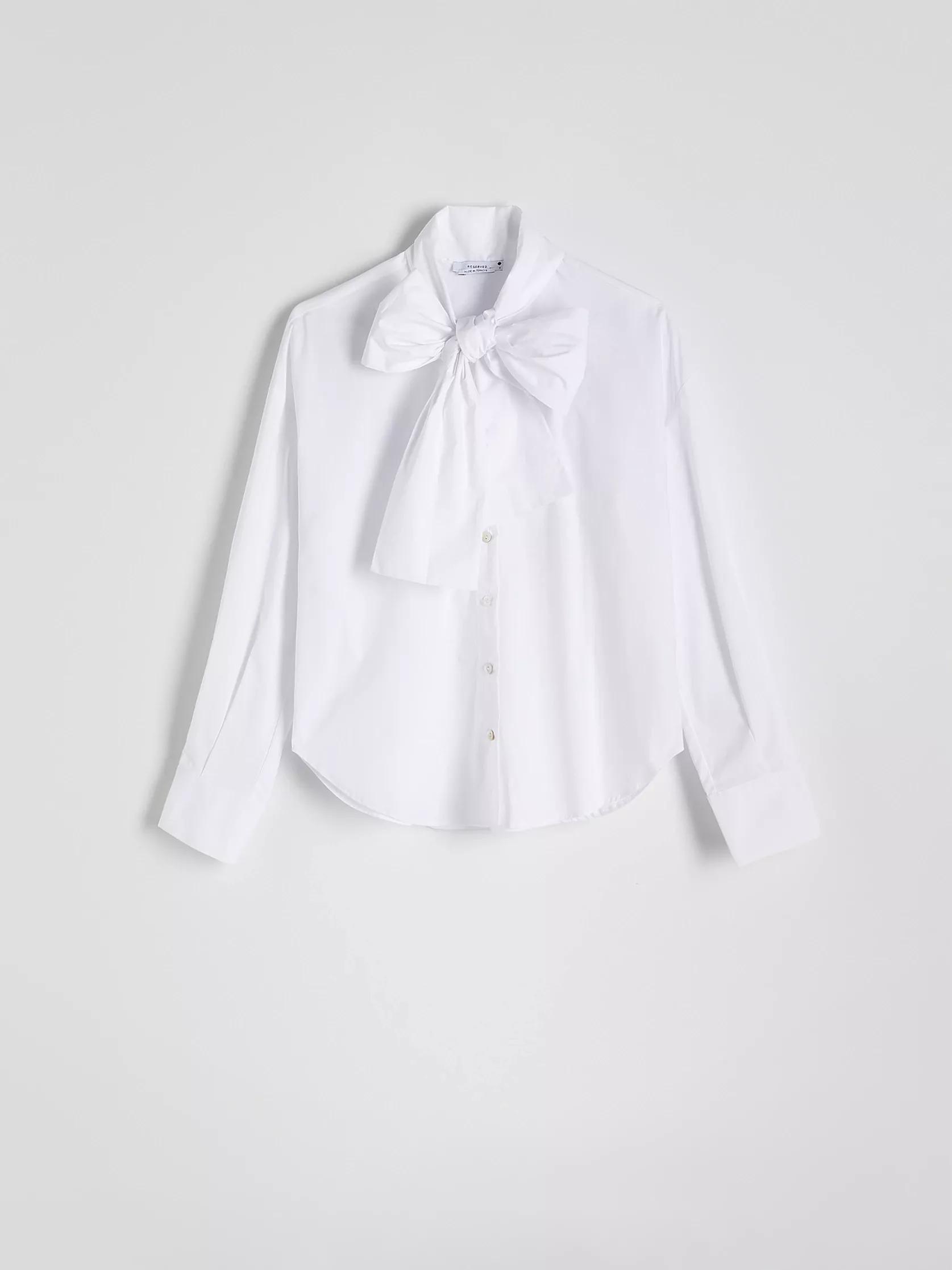 White Cotton Blouse With Tie Detail, , large image number 4