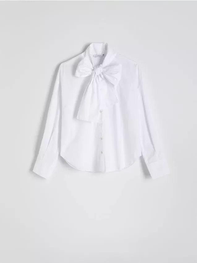 White Cotton Blouse With Tie Detail, , large image number 6