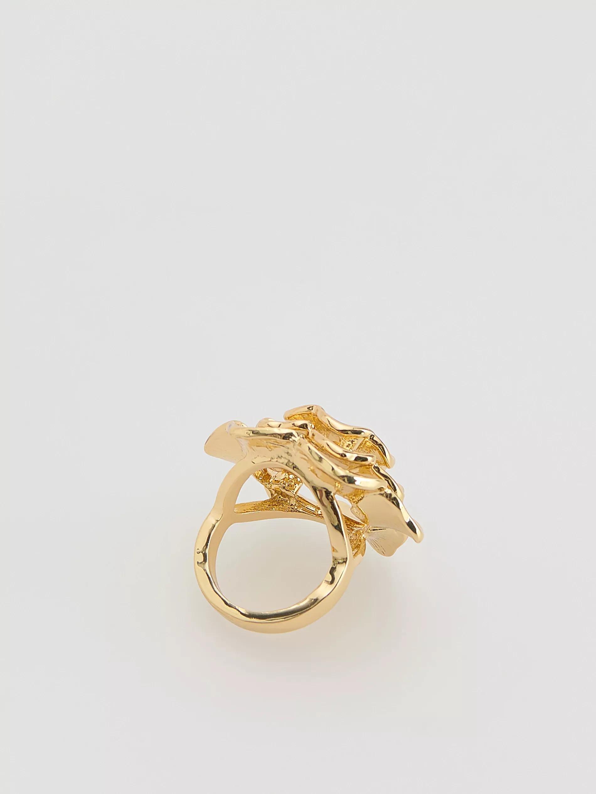 Gold Floral Motif Ring, Golden, large image number 3