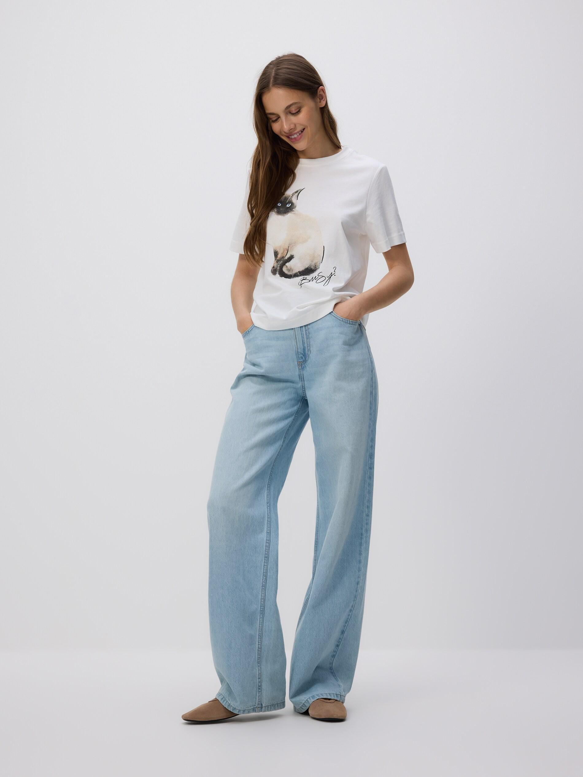 Cream T-Shirt With Print, Ivory, medium