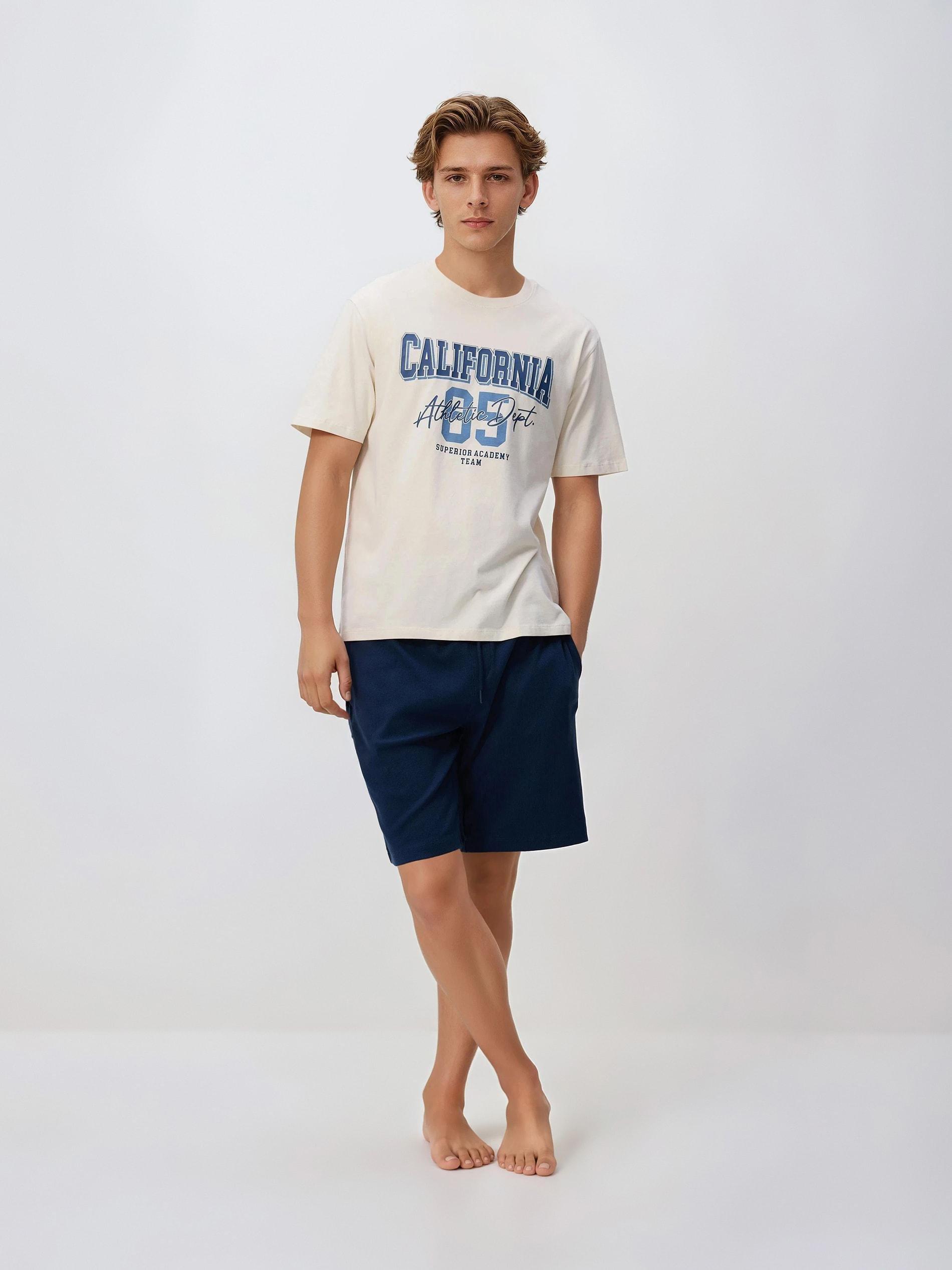 Cream Two Piece Printed Pyjama Set, Ivory, large image number 0