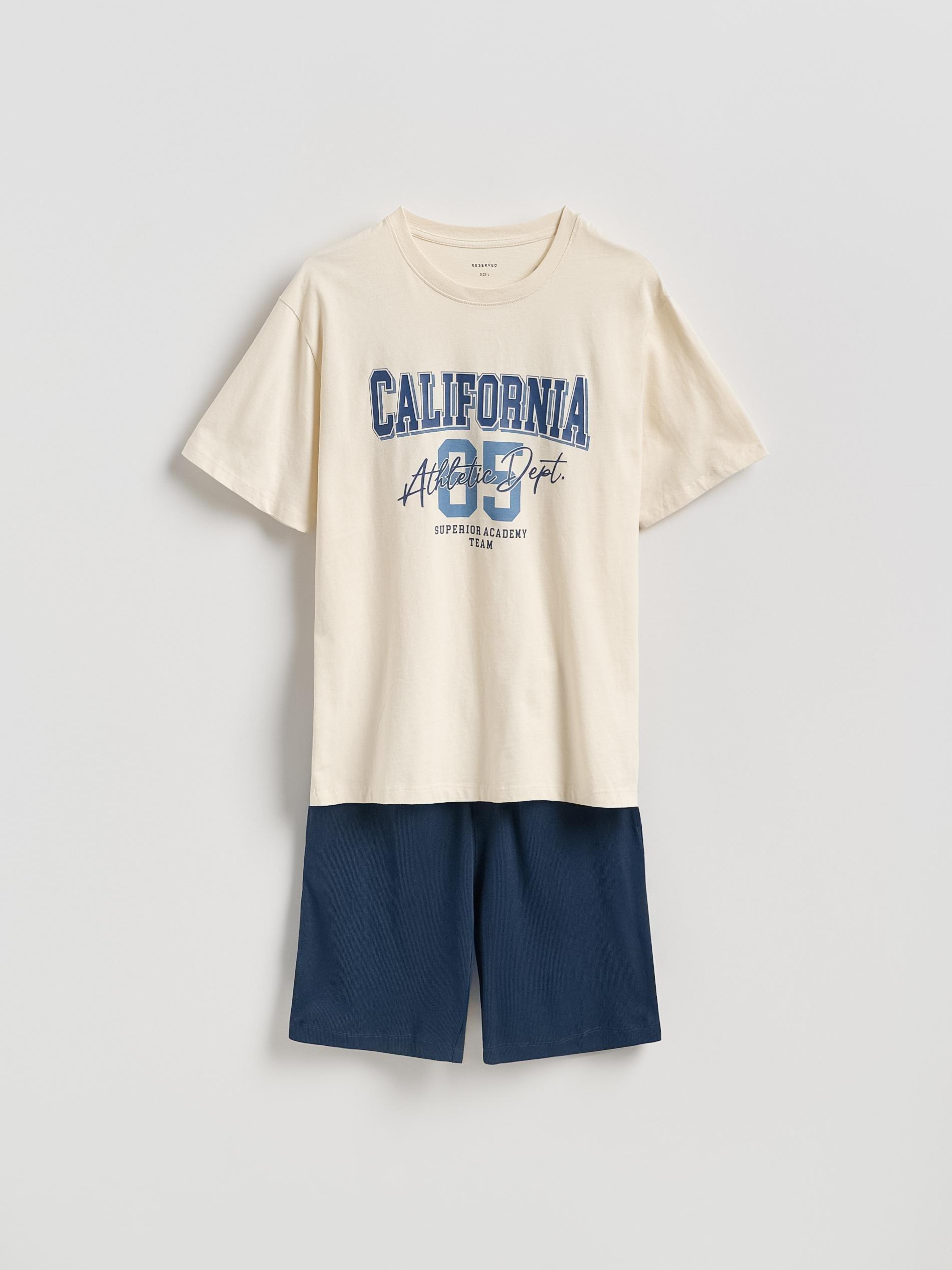 Cream Two Piece Printed Pyjama Set, Ivory, large image number 3