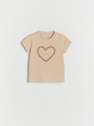 Reserved - nude Cotton T-shirt with application