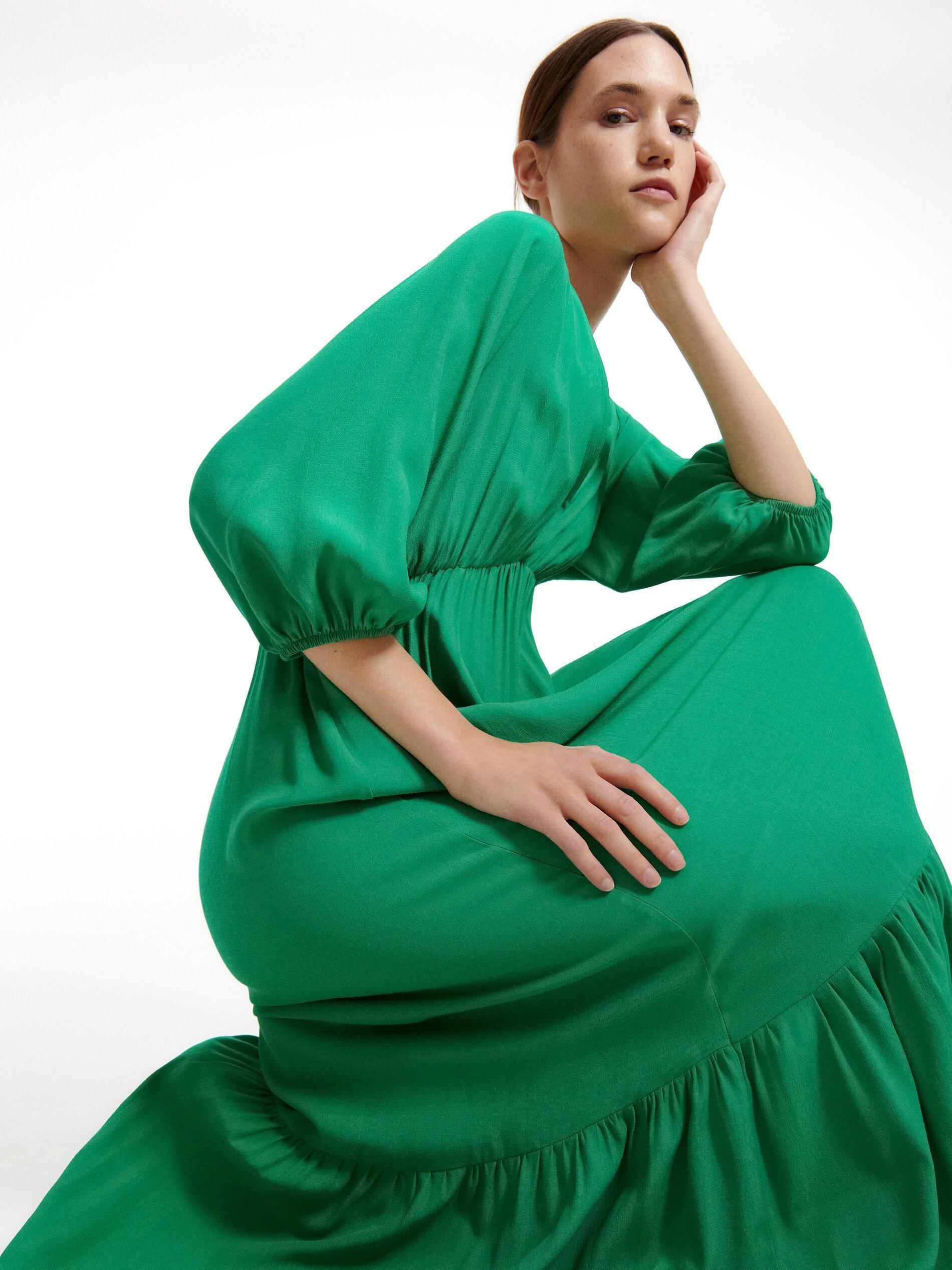 Green Maxi Dress With Ruffle Hem, , large image number 2